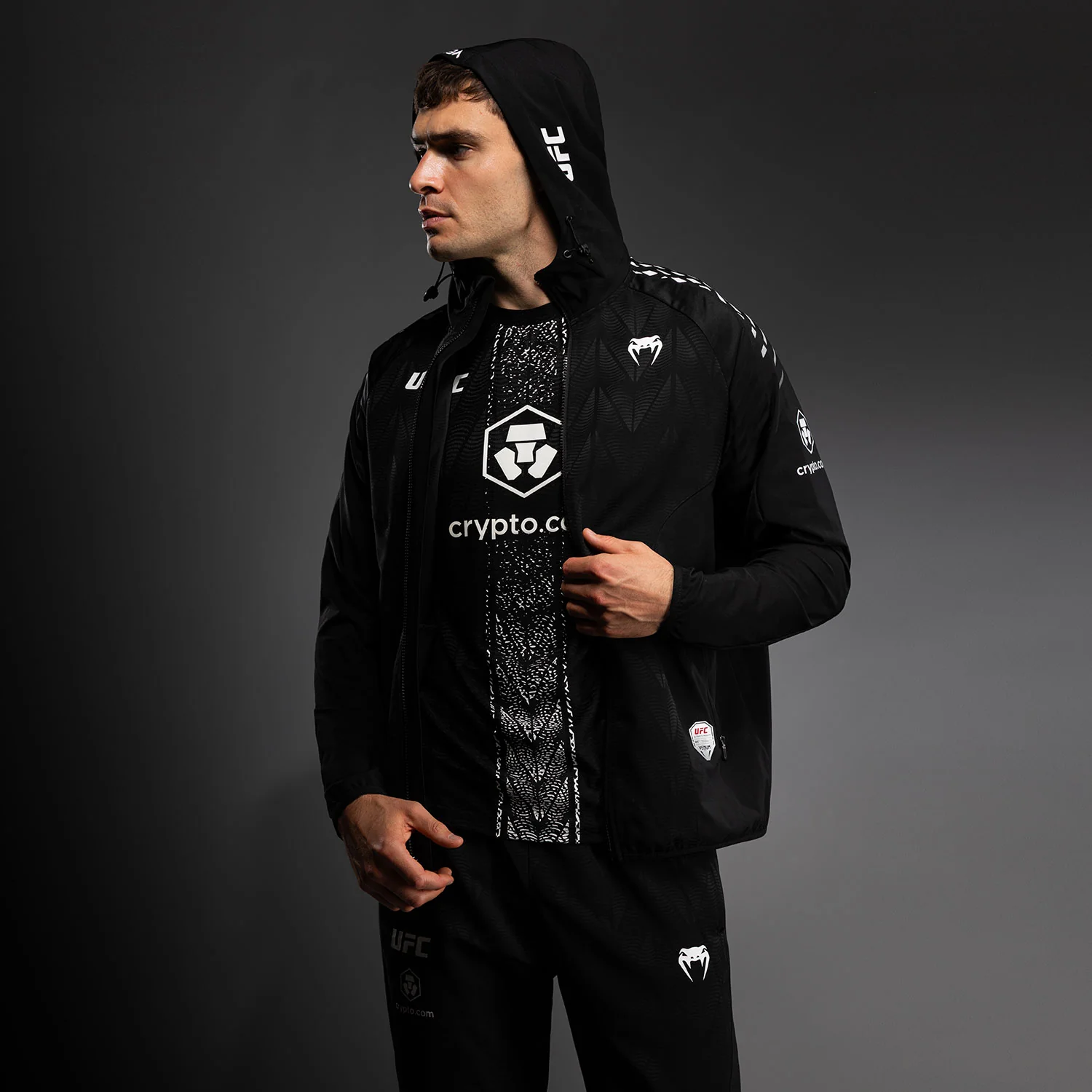 UFC Zenith by Venum Authentic Fight Night Kapuzenjacke Herren Personalisiert - Schwarz - Image 6