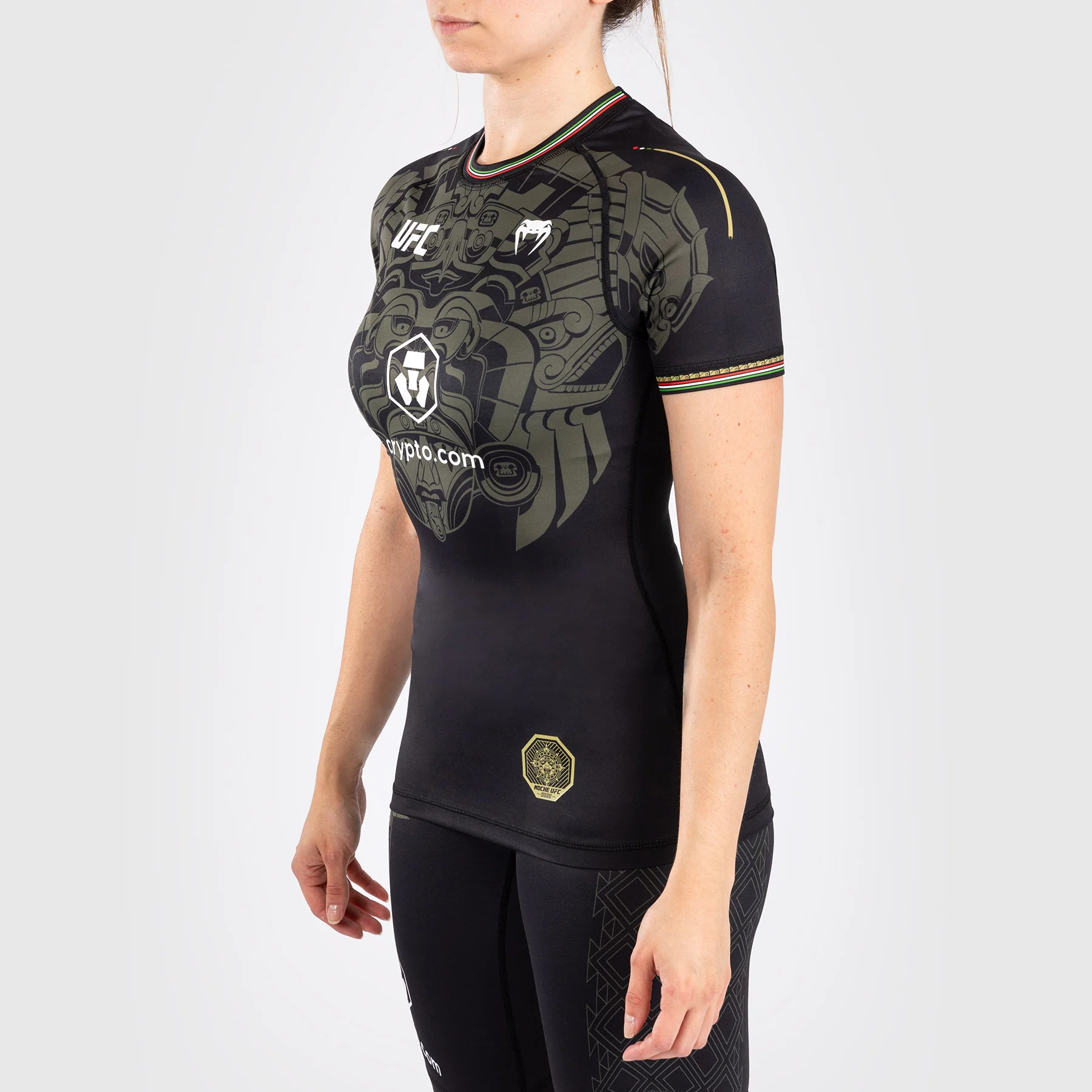 Noche UFC by Venum Authentic Fight Night Damen Performance Kurzarm Rashguard - Schwarz - Image 3