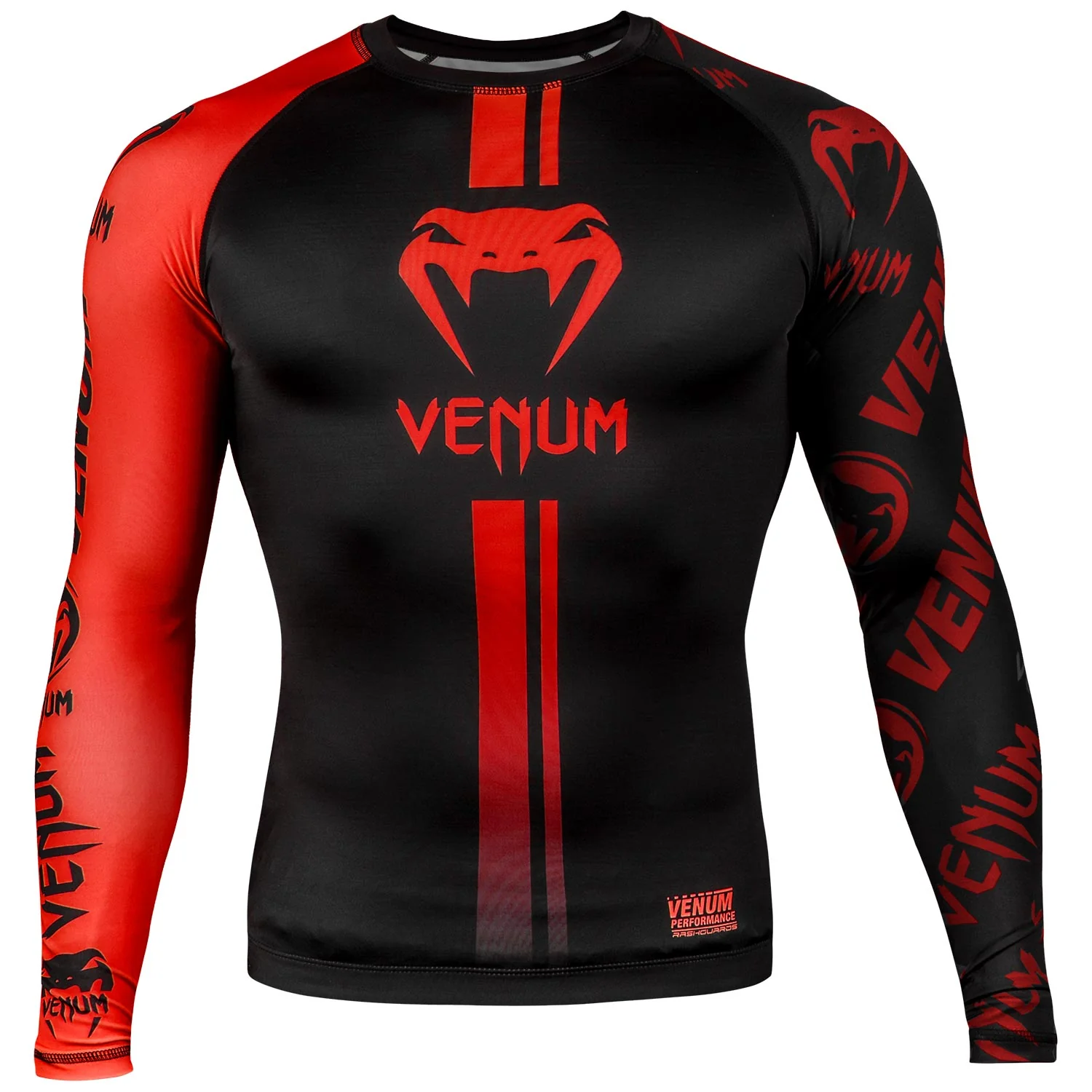 Rashguard Venum Logos - Langarm - Schwarz/Rot