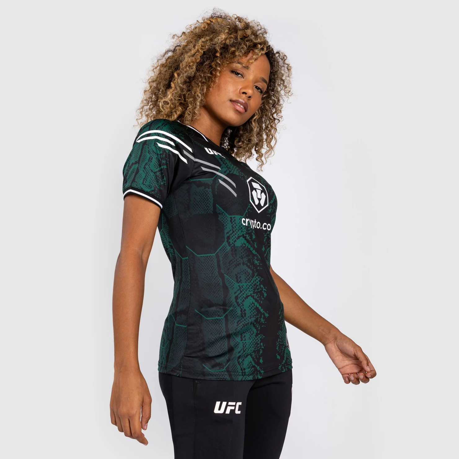 UFC Adrenaline by Venum Personalized Authentic Fight Night Women’s Walkout Jersey - Emerald Edition - Green/Black - Image 4