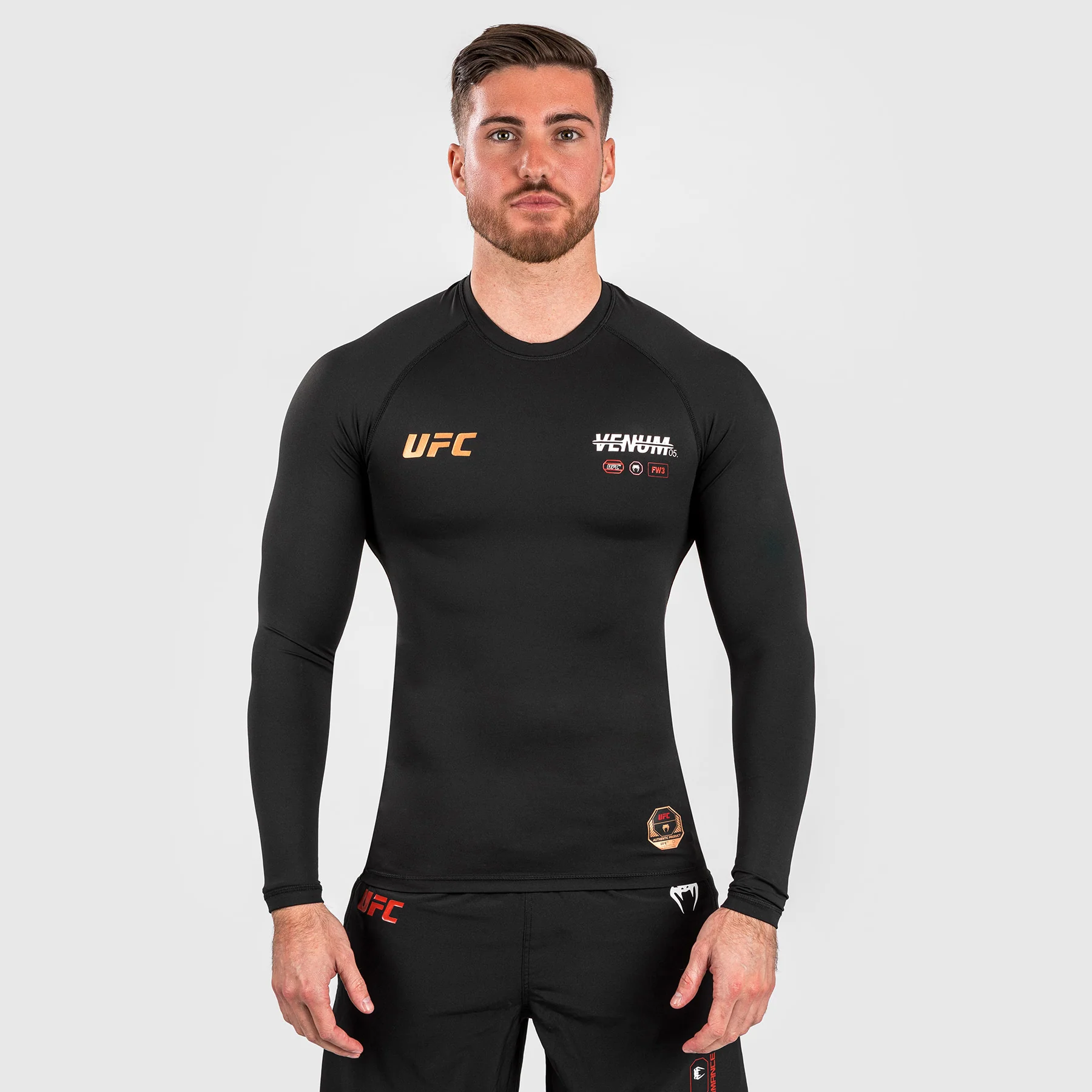 UFC Adrenaline by Venum Fight Week Herren Performance Langarm Rashguard - Schwarz