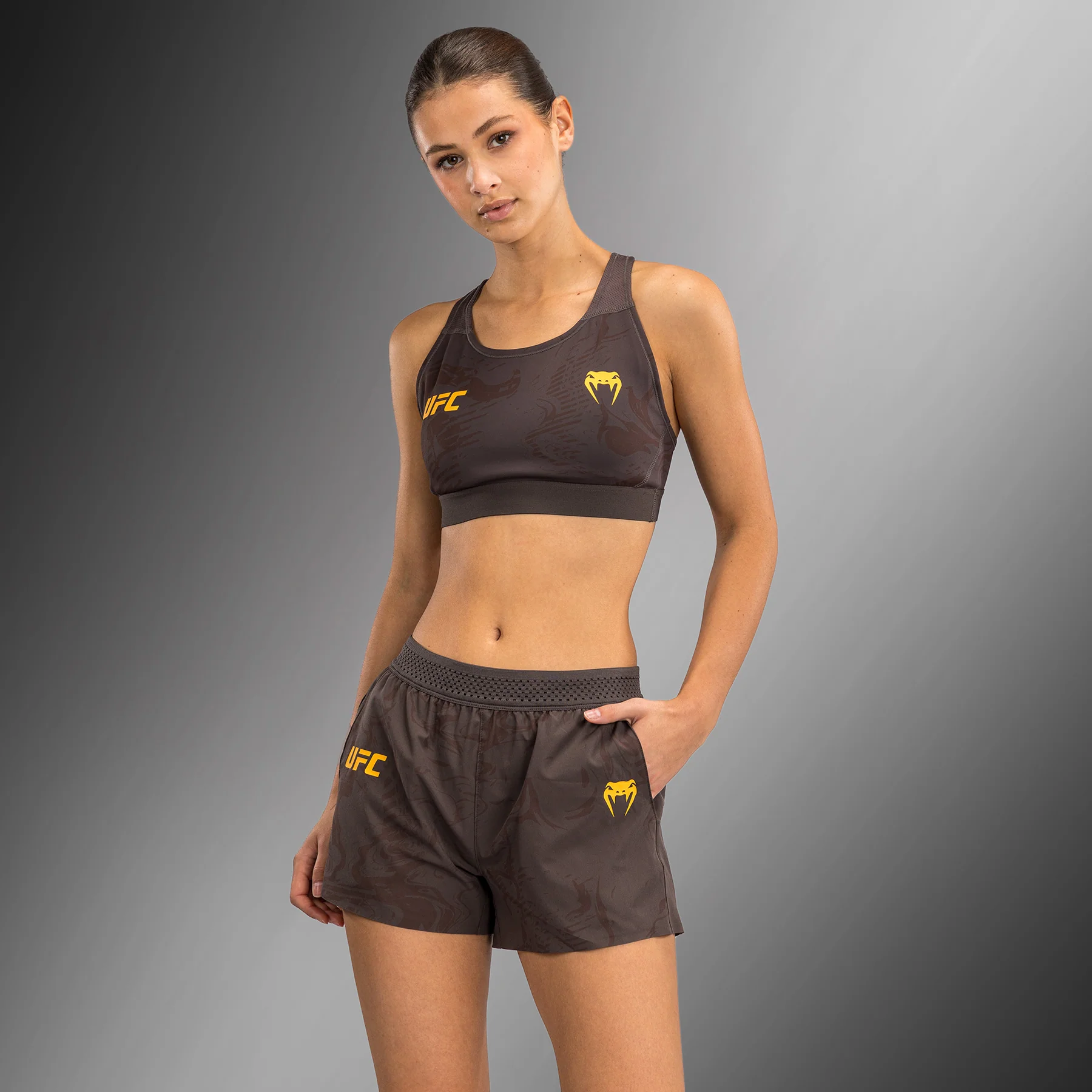 UFC Fusion by Venum Fight Week Damen Performance Short - Erdiges Braun - Image 3
