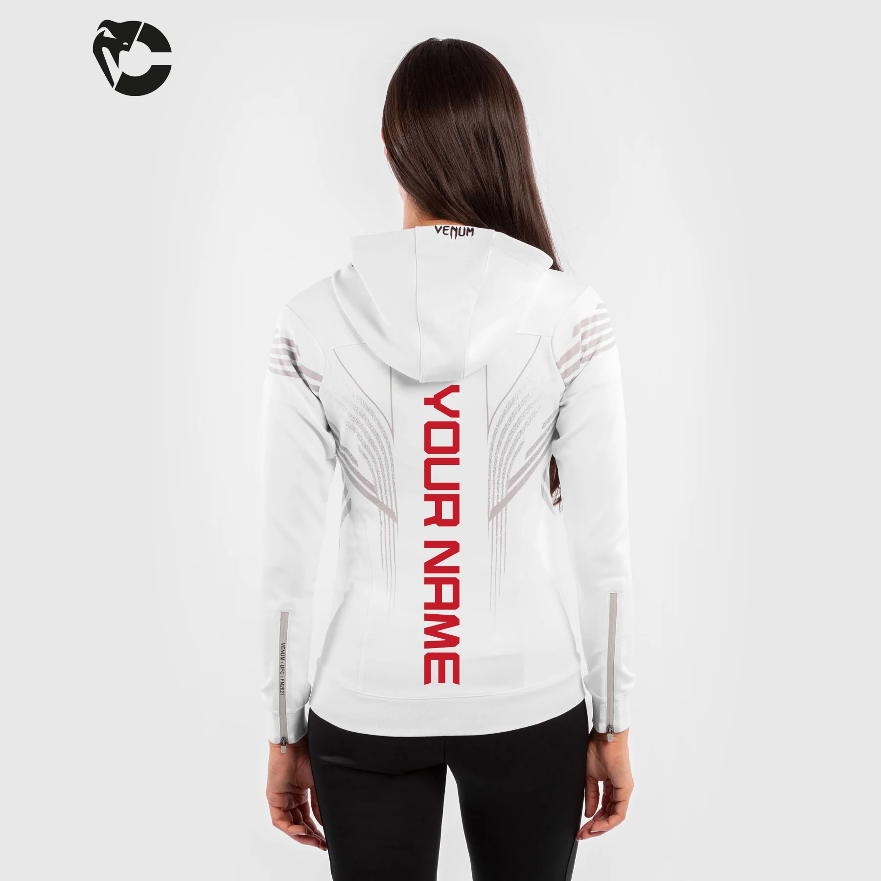 UFC Venum Personalisiert Authentic Fight Night Damen Walkout Hoodie - Weiß - Image 2