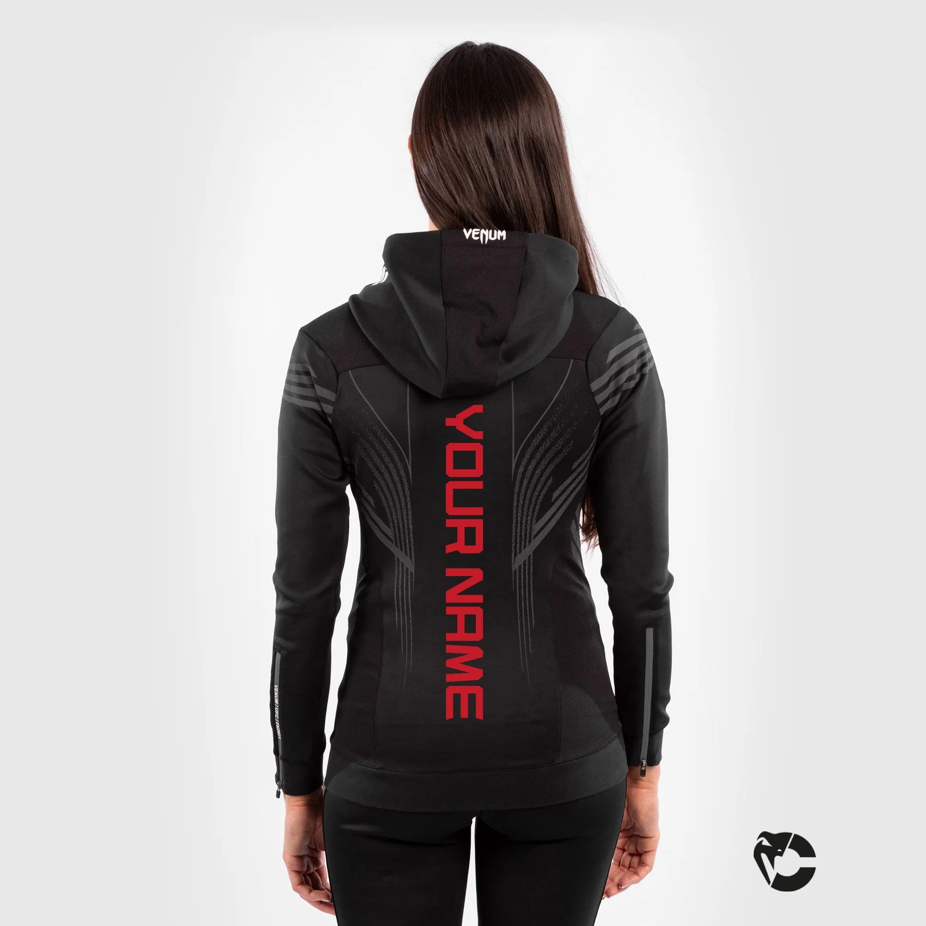 UFC Venum Personalisiert Authentic Fight Night Damen Walkout Hoodie - Schwarz