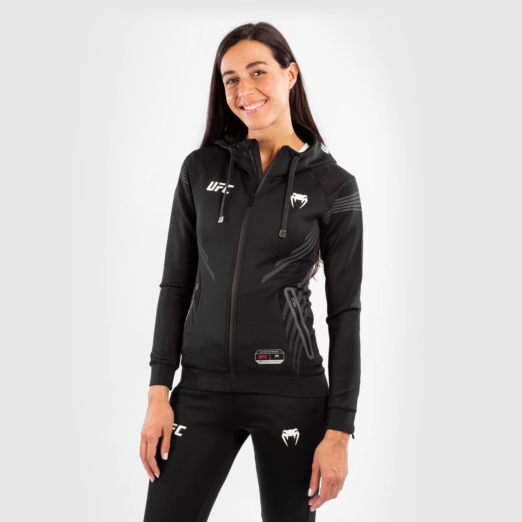 UFC Venum Personalisiert Authentic Fight Night Damen Walkout Hoodie - Schwarz - Image 3