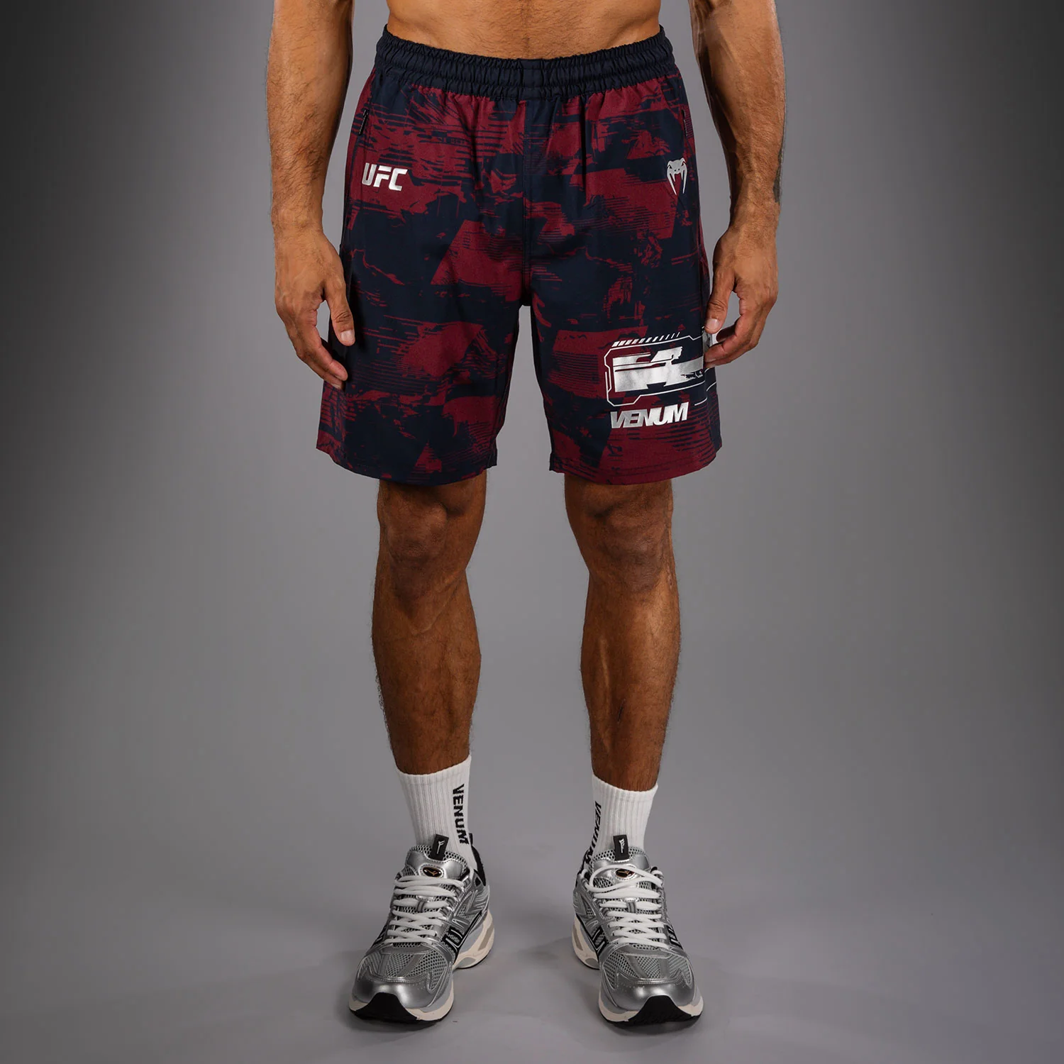 UFC Zenith by Venum Authentic Fight Week Performance Short Herren - Marineblau/Burgunderrot/Silber