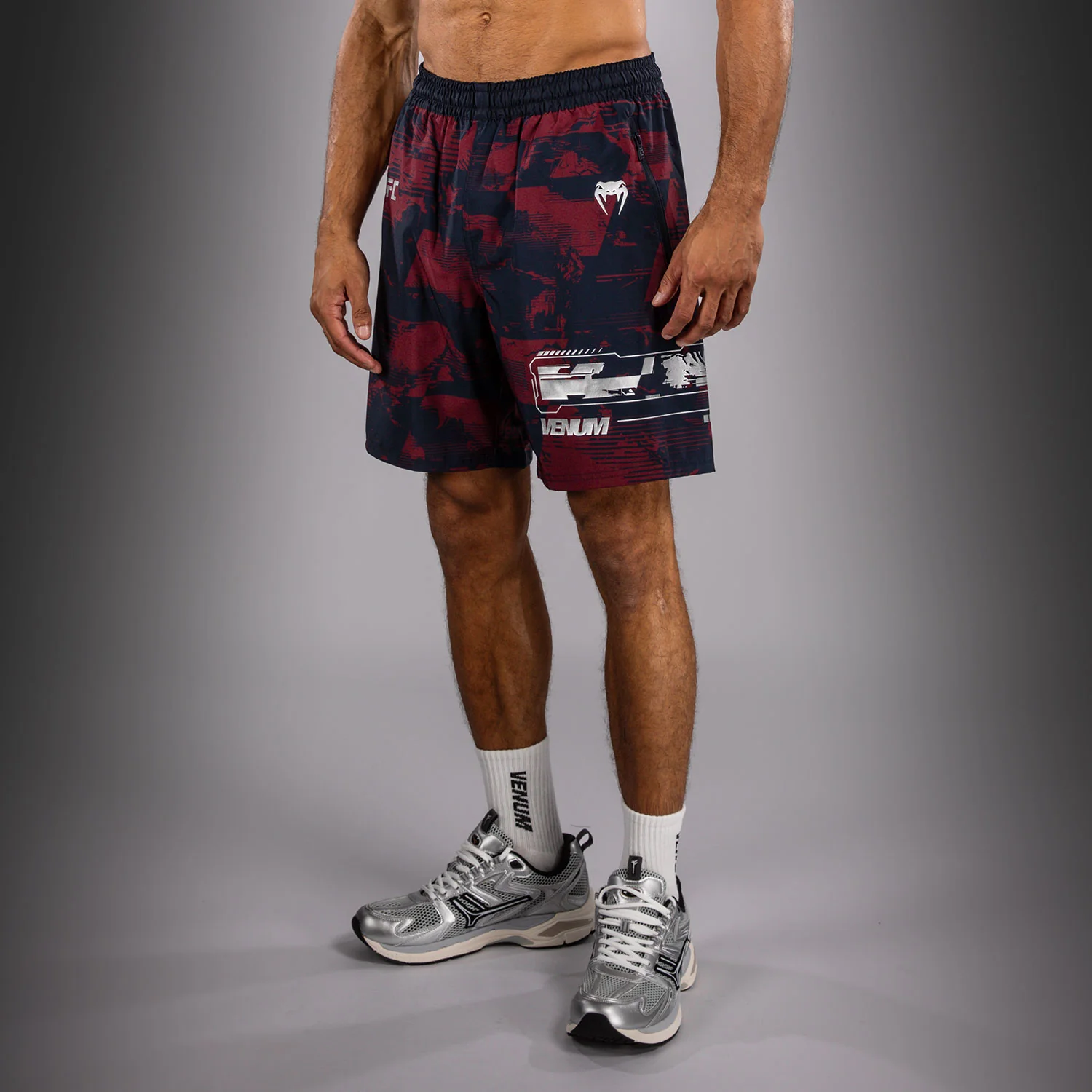 UFC Zenith by Venum Authentic Fight Week Performance Short Herren - Marineblau/Burgunderrot/Silber - Image 5