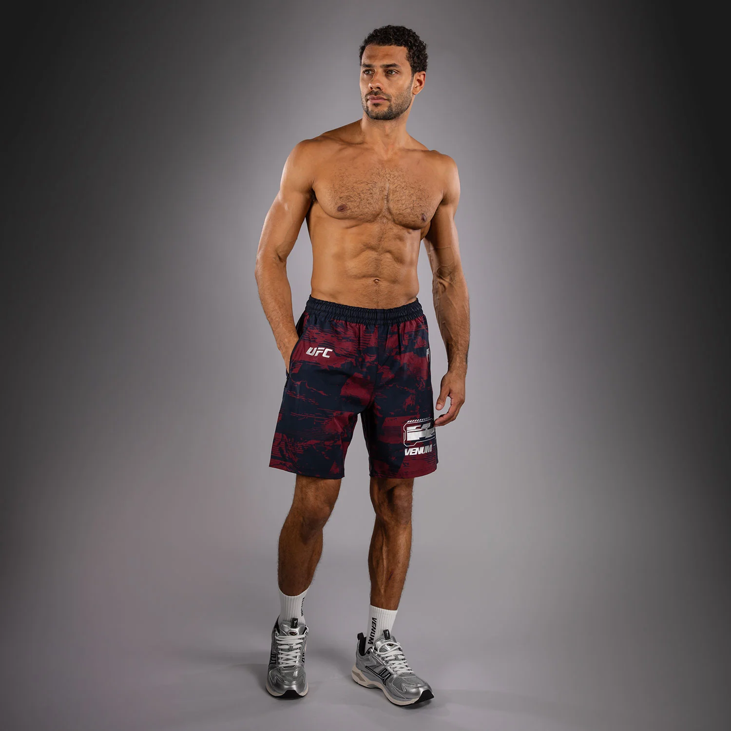 UFC Zenith by Venum Authentic Fight Week Performance Short Herren - Marineblau/Burgunderrot/Silber - Image 6