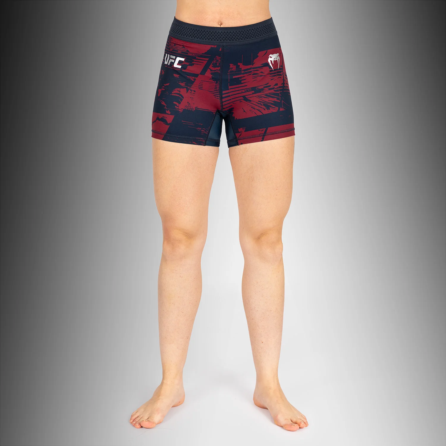 UFC Zenith by Venum Authentic Fight Week Performance Vale Tudo Short Damen - Marineblau/Burgunderrot/Silber
