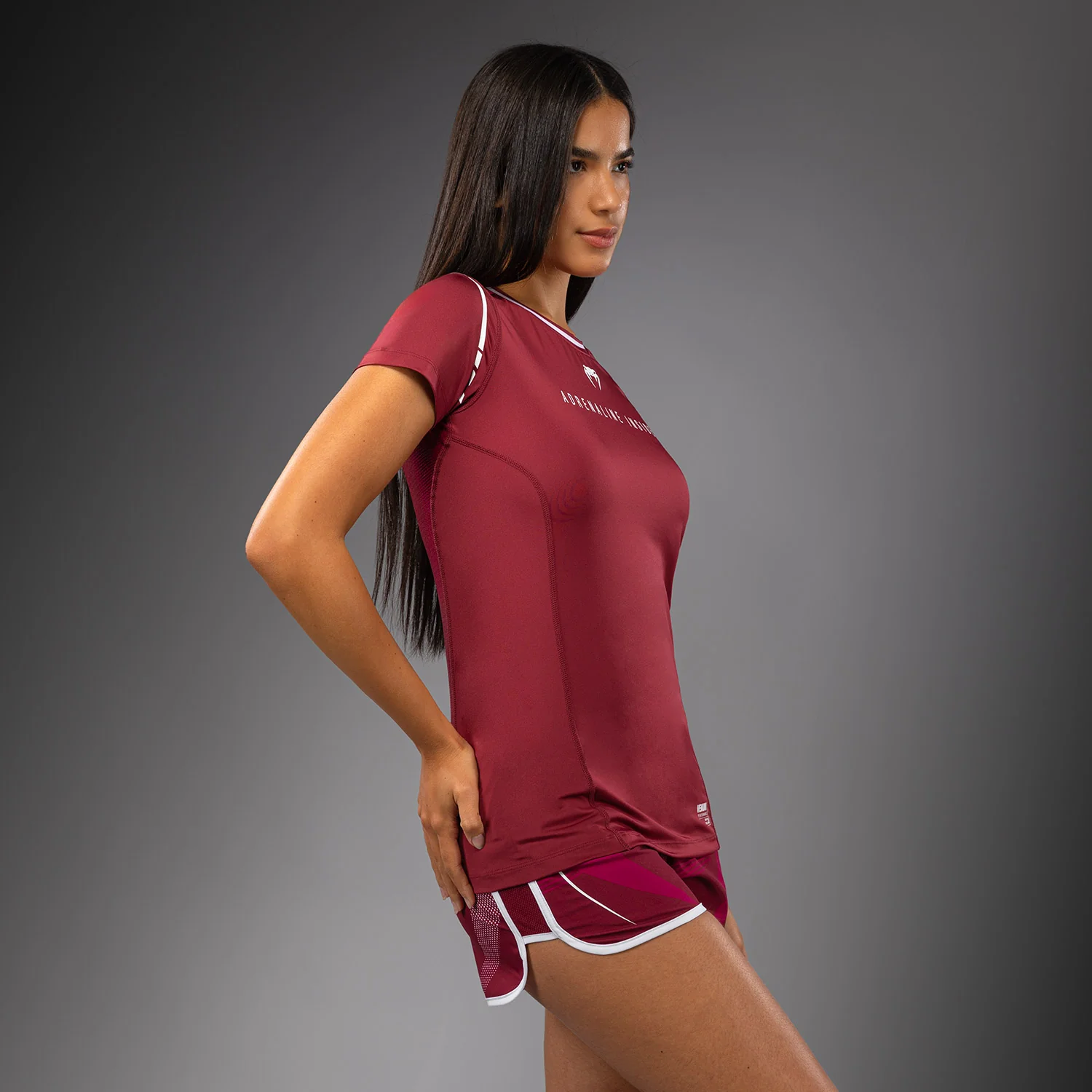 Venum Adrenaline Damen Dry-Tech T-Shirt – Burgund/Rosa - Image 2