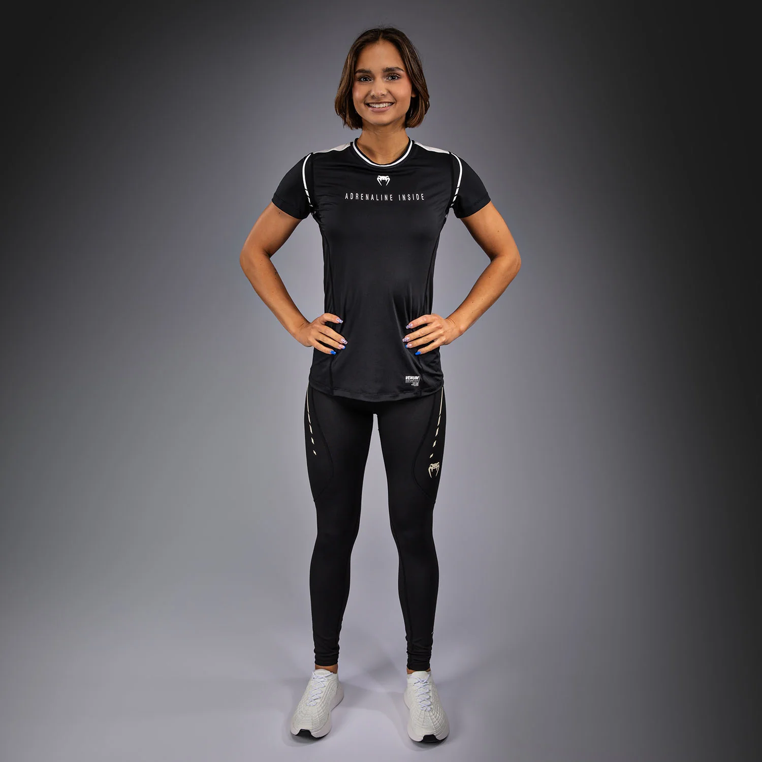 Venum Adrenaline Damen Dry-Tech T-Shirt – Schwarz/Elfenbein - Image 4
