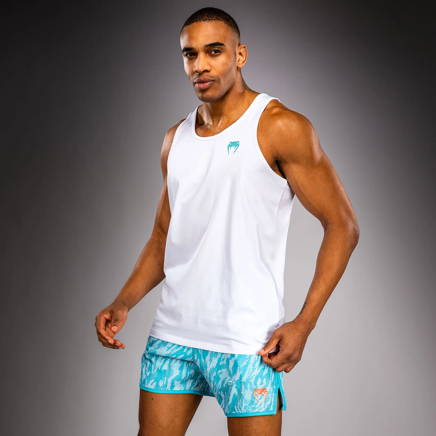 Venum Aqua Tanktop – Weiß/Türkis - Image 2