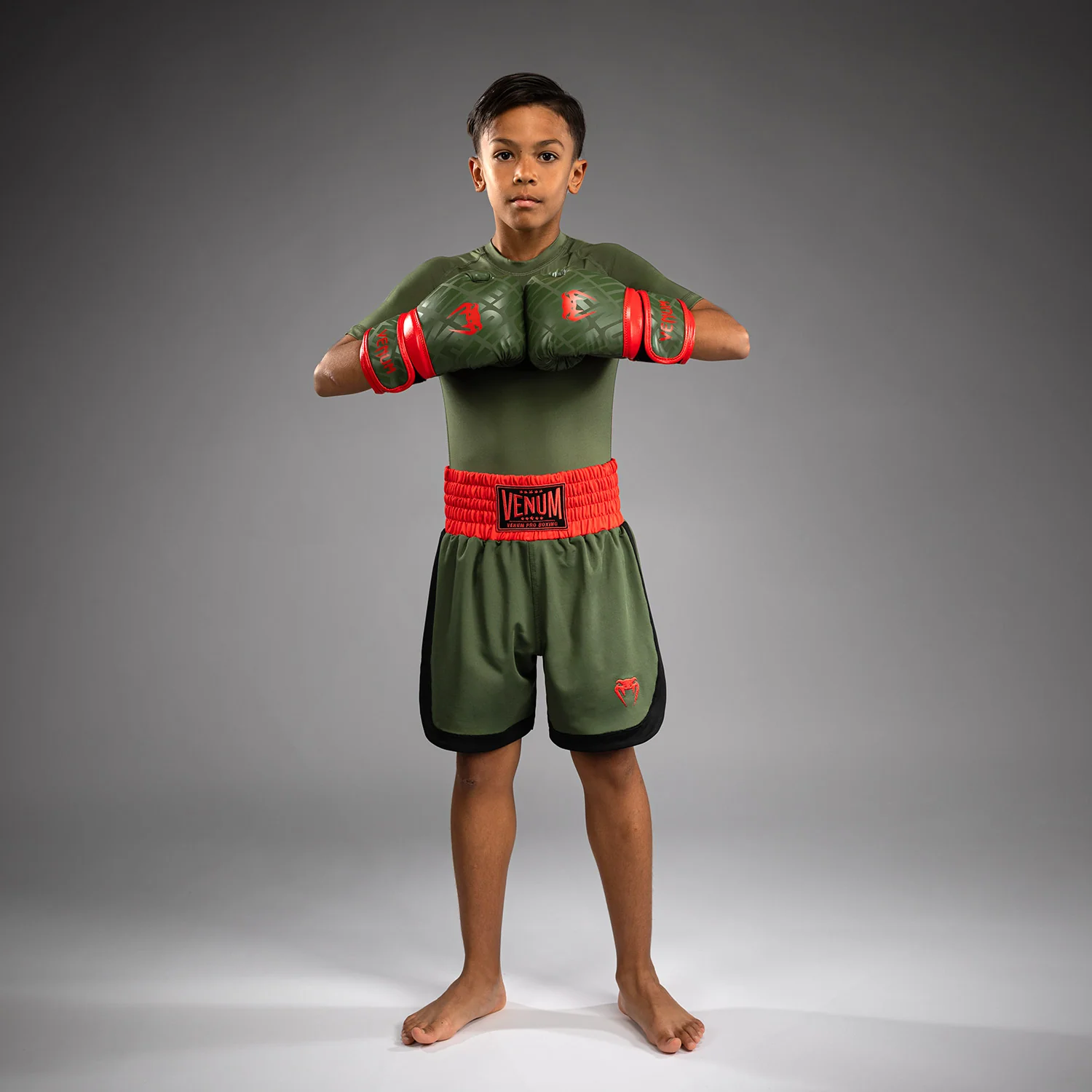 Venum Classic Kinder Boxshorts - Armeegrün/Orange - Image 2
