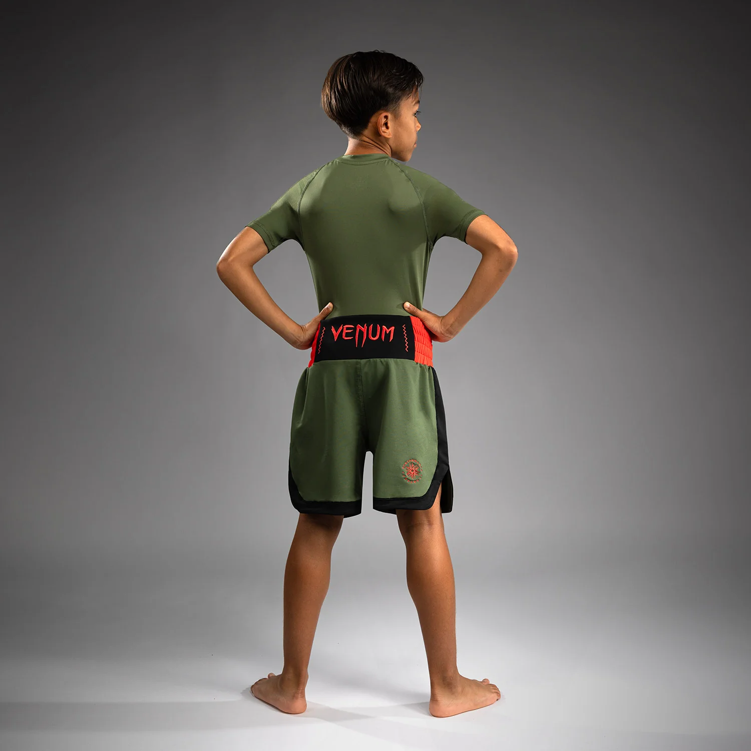 Venum Classic Kinder Boxshorts - Armeegrün/Orange - Image 3