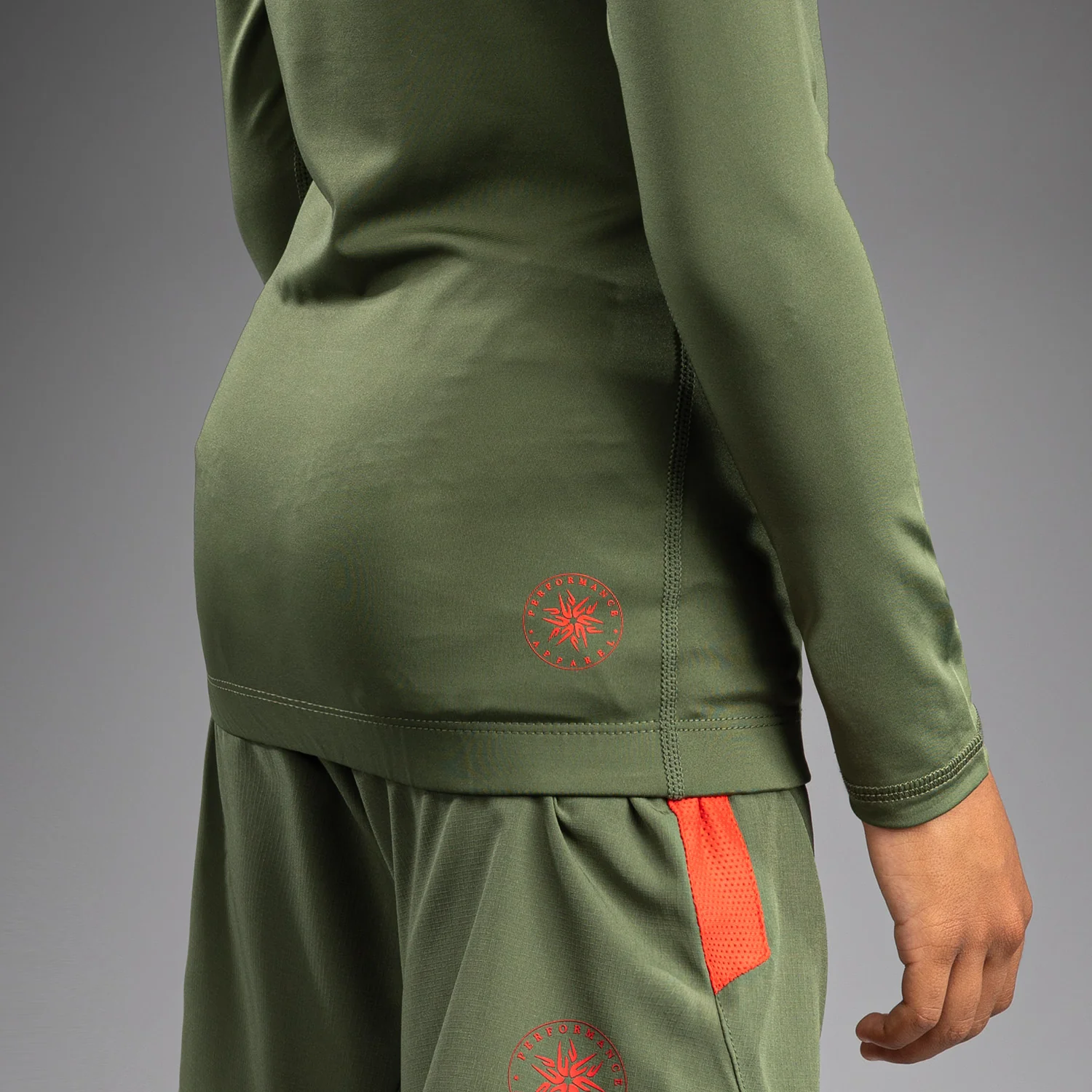 Venum Contender Kinder Rashguards Lange Ärmel - Army Green/Orange - Image 6