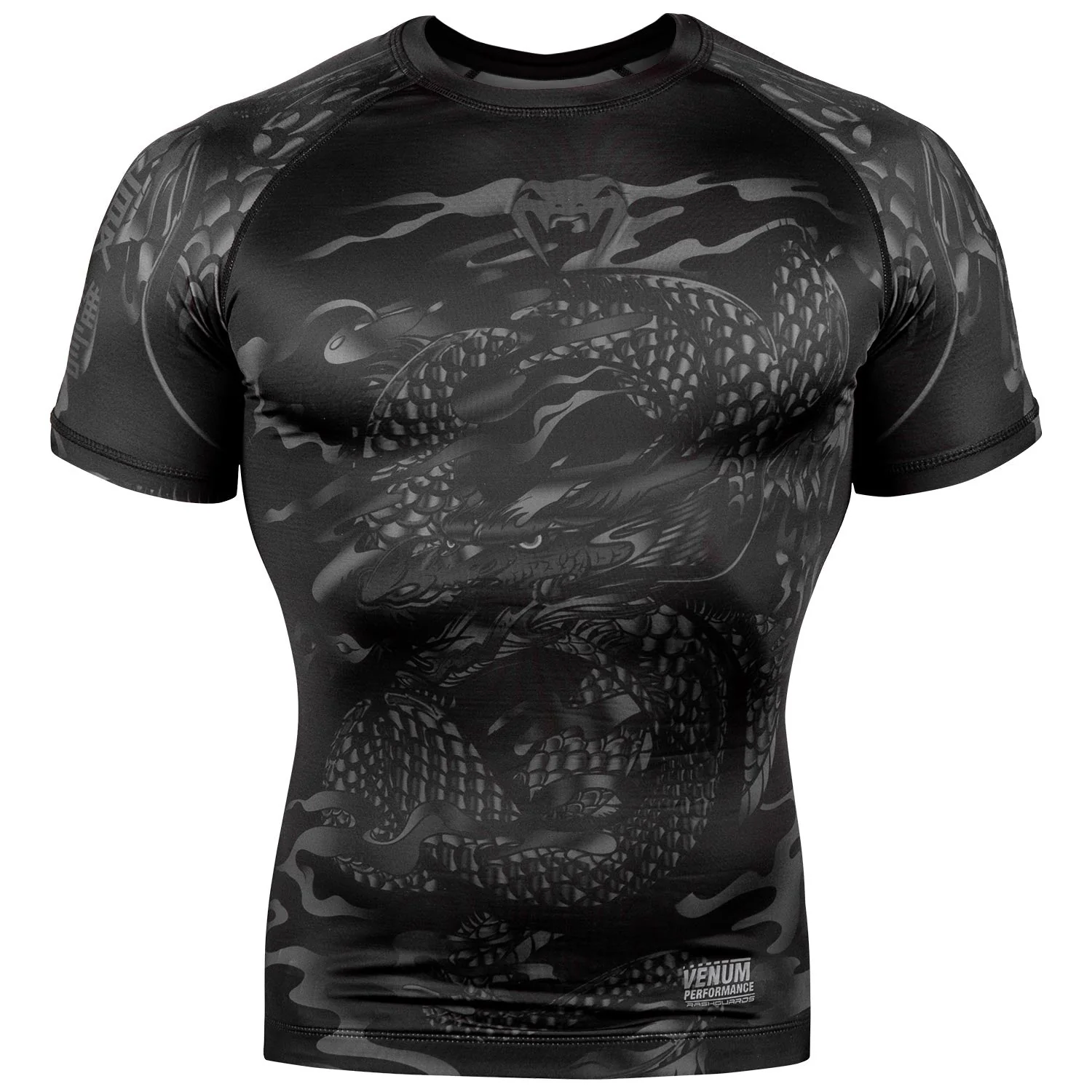 Venum Dragon's Rashguard - Kurzarm - Schwarz/Schwarz