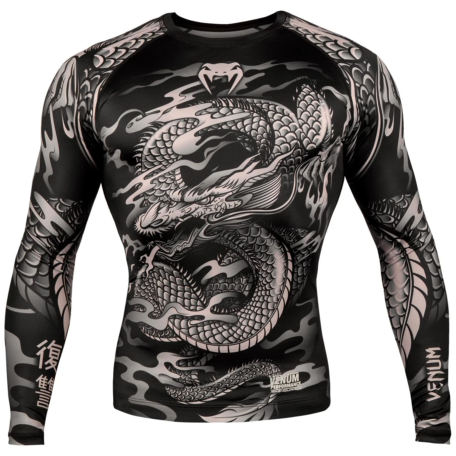 Venum Dragon's Rashguard - Langarm - Schwarz/Sand