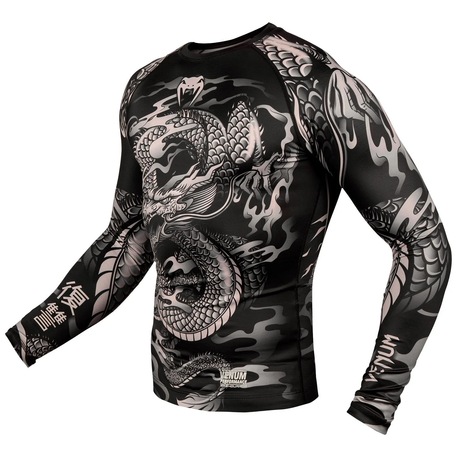 Venum Dragon's Rashguard - Langarm - Schwarz/Sand - Image 2