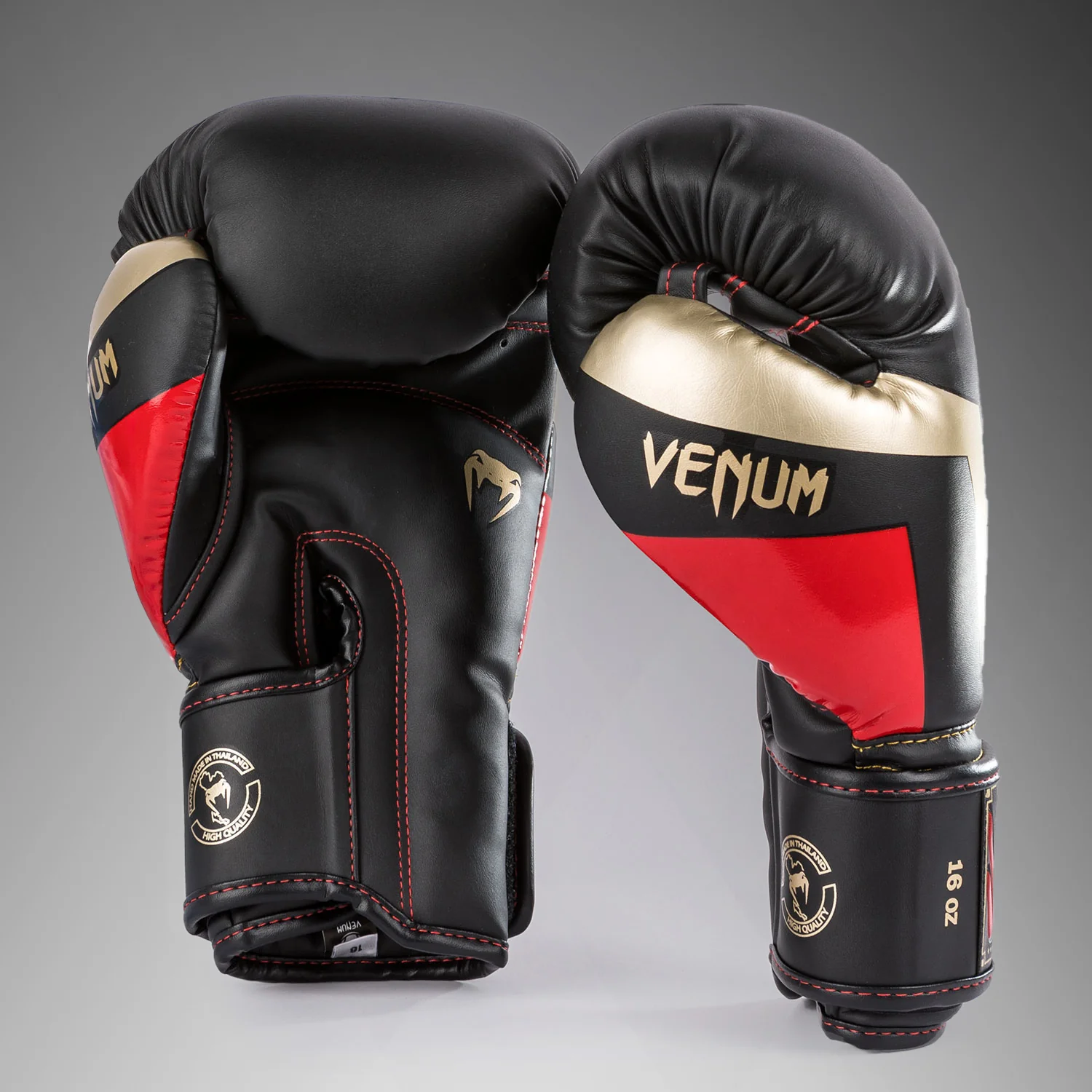 Venum Elite Boxhandschuhe - Schwarz/Gold/Rot - Image 3