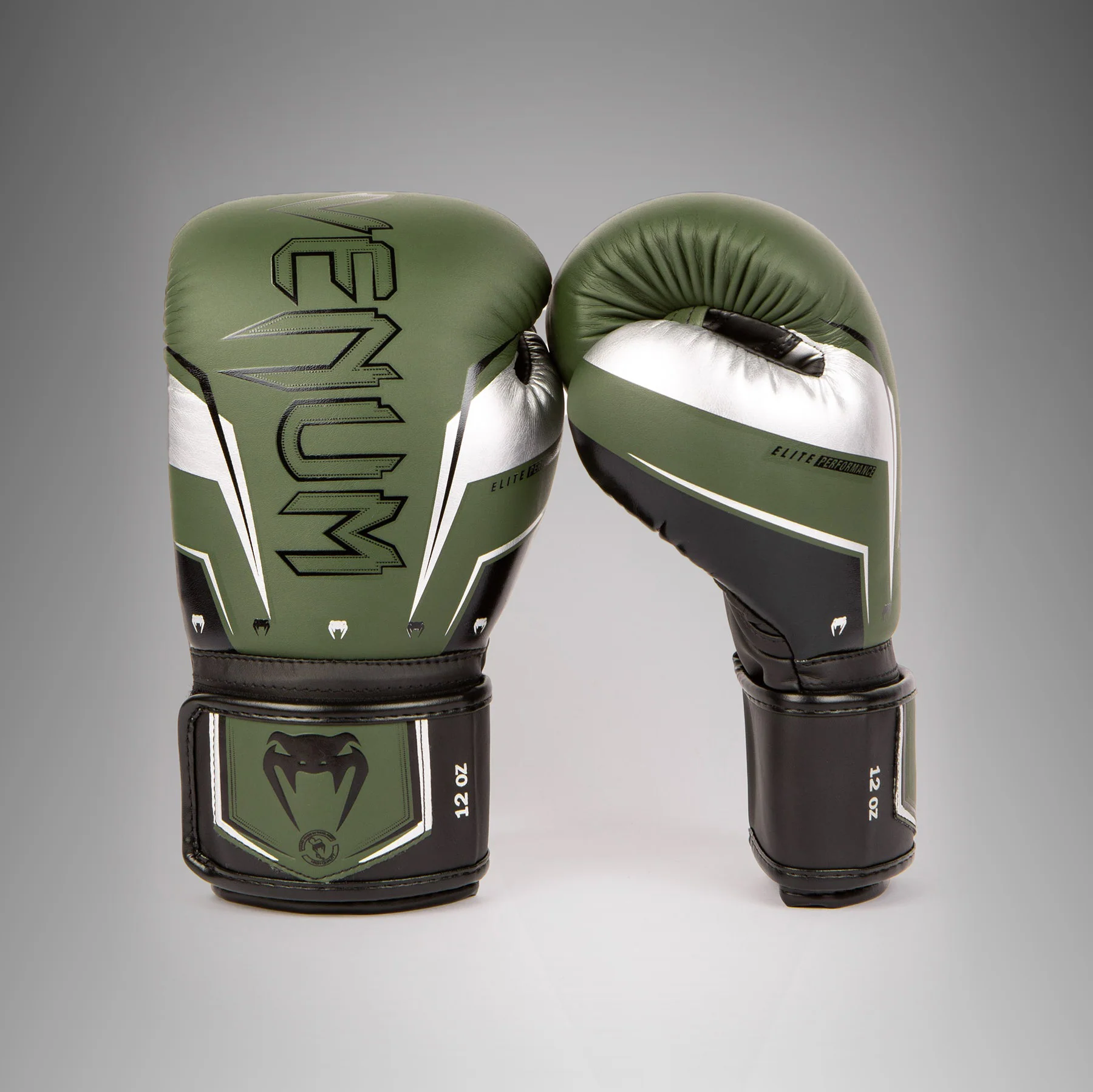 Venum Elite Evo Boxhandschuhe - Khaki/Silber - Image 2
