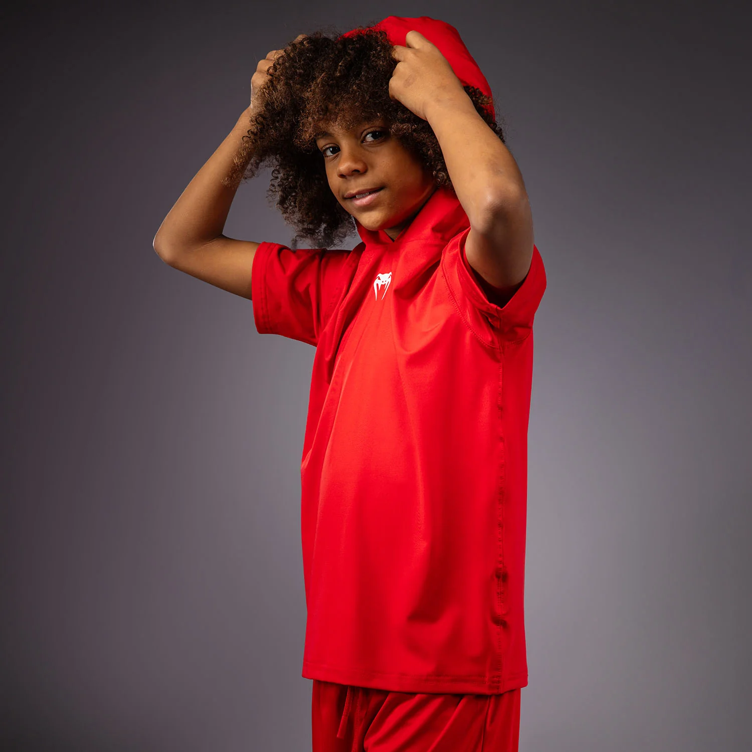 Venum Elite Kurzarm Dry-Tech Kapuzenpullover für Kinder - Rot - Image 4