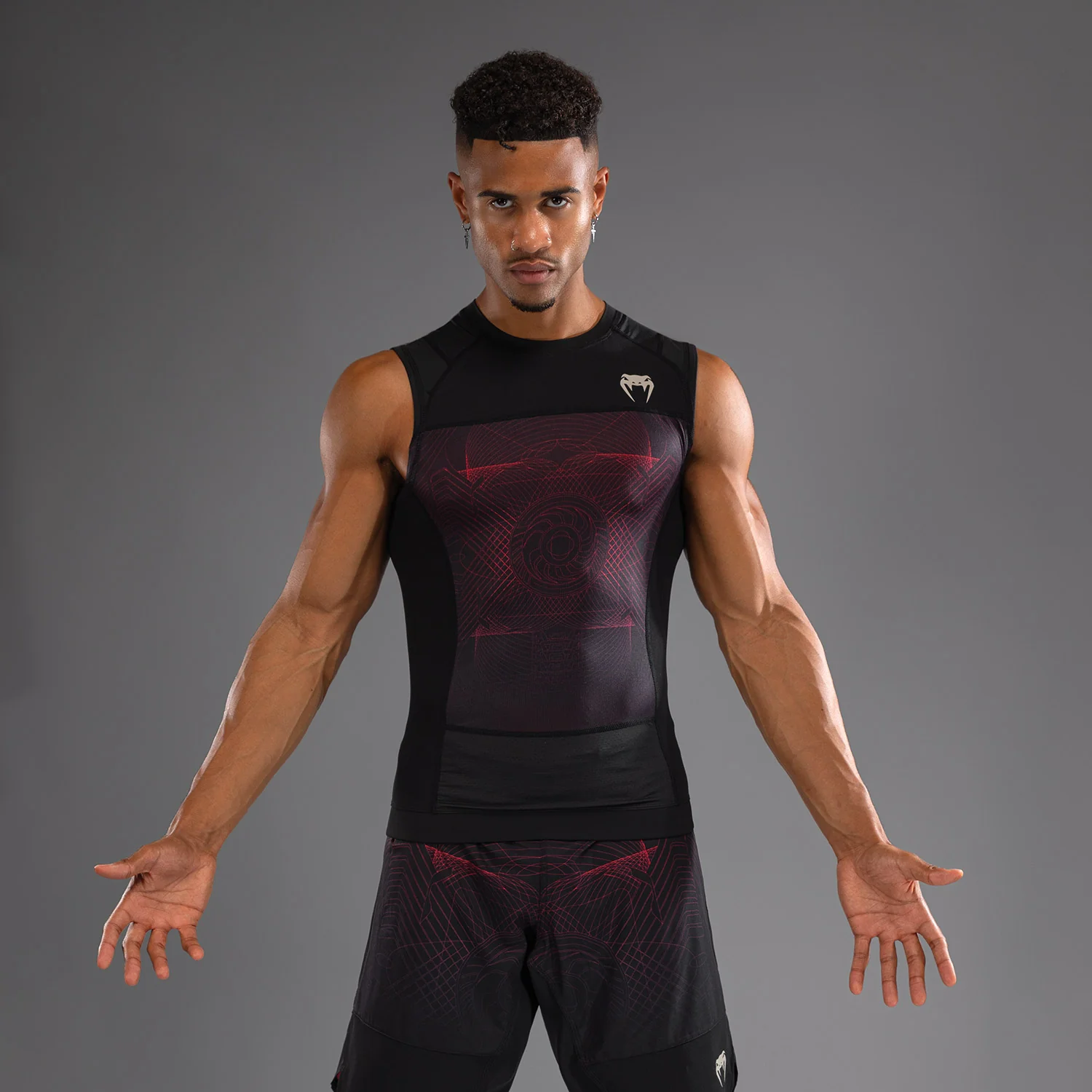 Venum G-Fit Air Herren Ärmelloses Rashguard - Tiefschwarz/Feuerrot