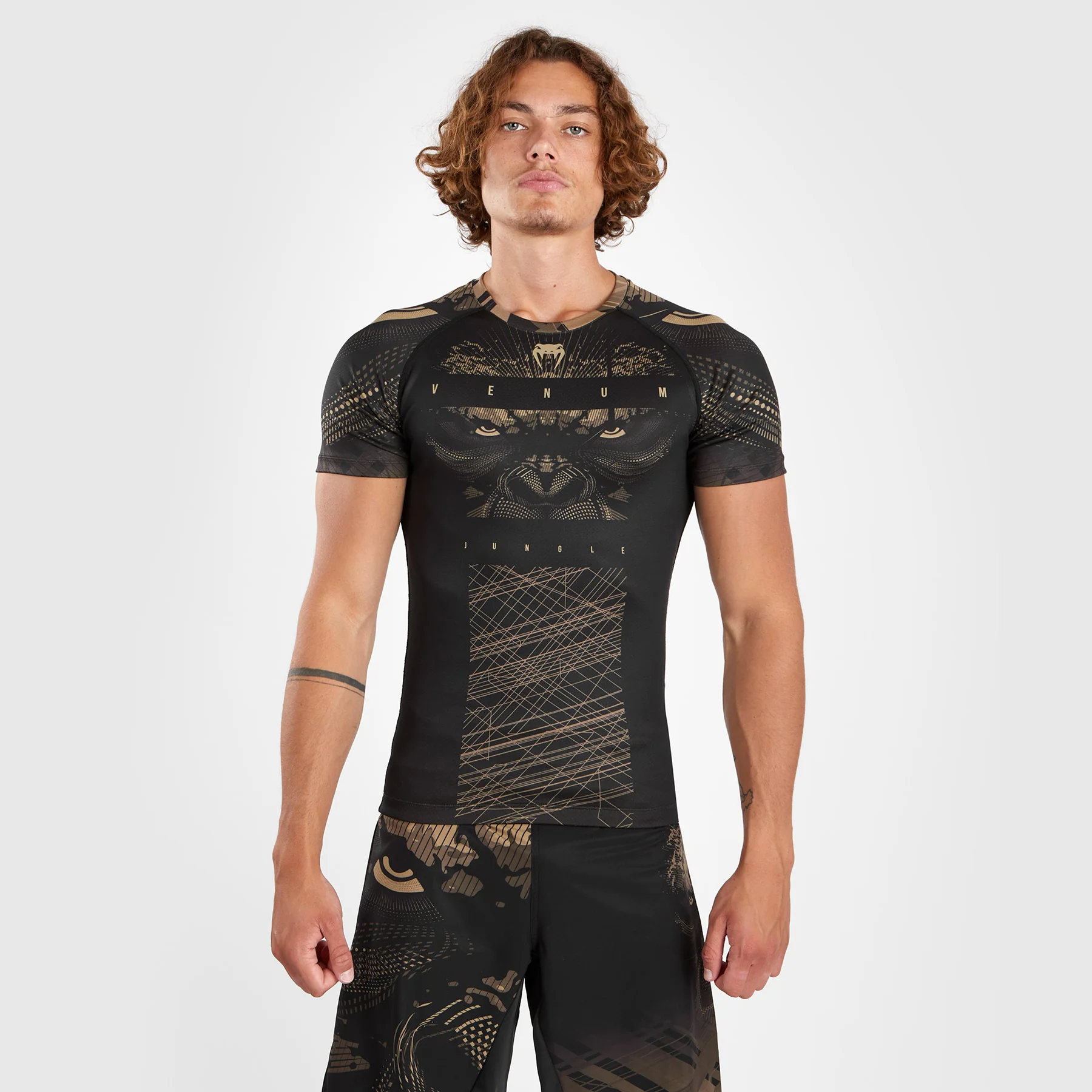 Venum Gorilla Jungle Rashguard Kurzarm - Schwarz/Sand