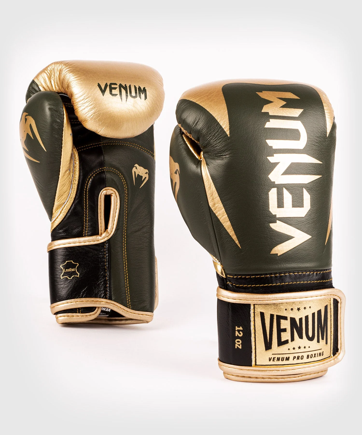 Venum Hammer professionelle Boxhandschuhe - Klettverschluss - Khaki/Gold - Image 2