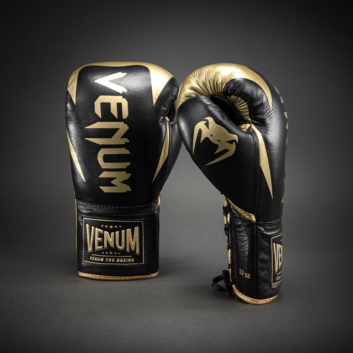 Venum Hammer Profi-Boxhandschuhe mit Schnürung - Schwarz/Gold - Image 2