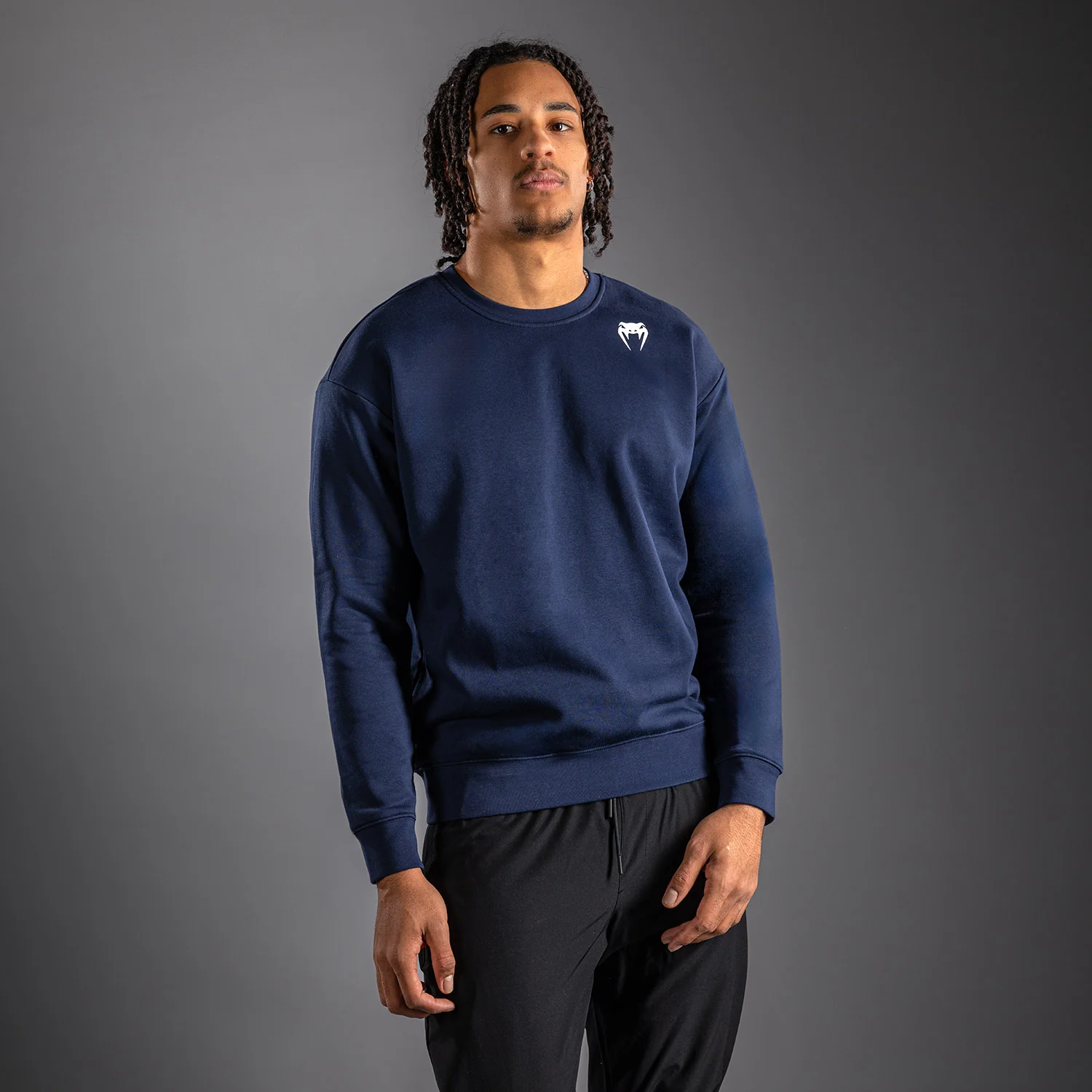 Venum Lineup Fleece Crew Navy - Blau/Weiß