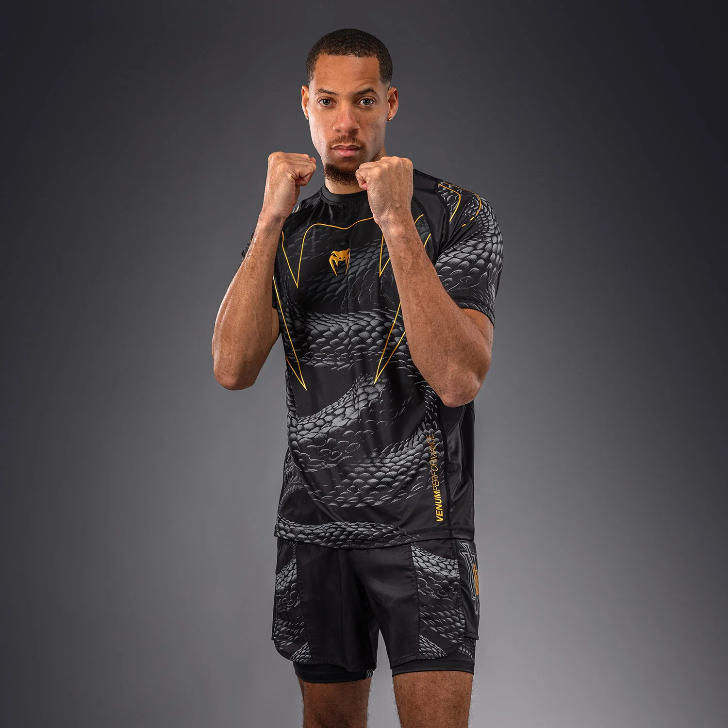 Venum Matupa Dry-Tech-T-Shirt - Schwarz/Grau/Gold - Image 3