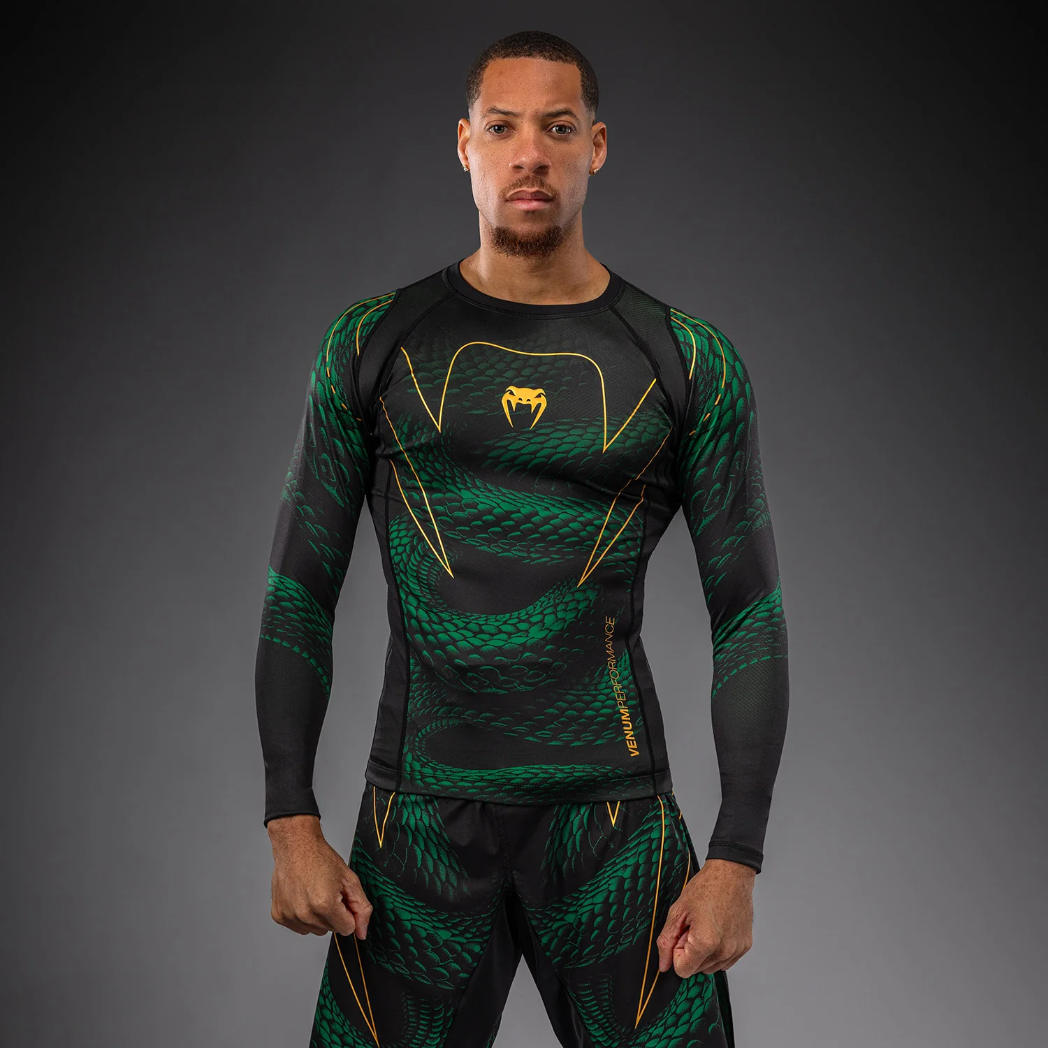 Venum Matupa Langarm Rashguard - Schwarz/Grün/Gold
