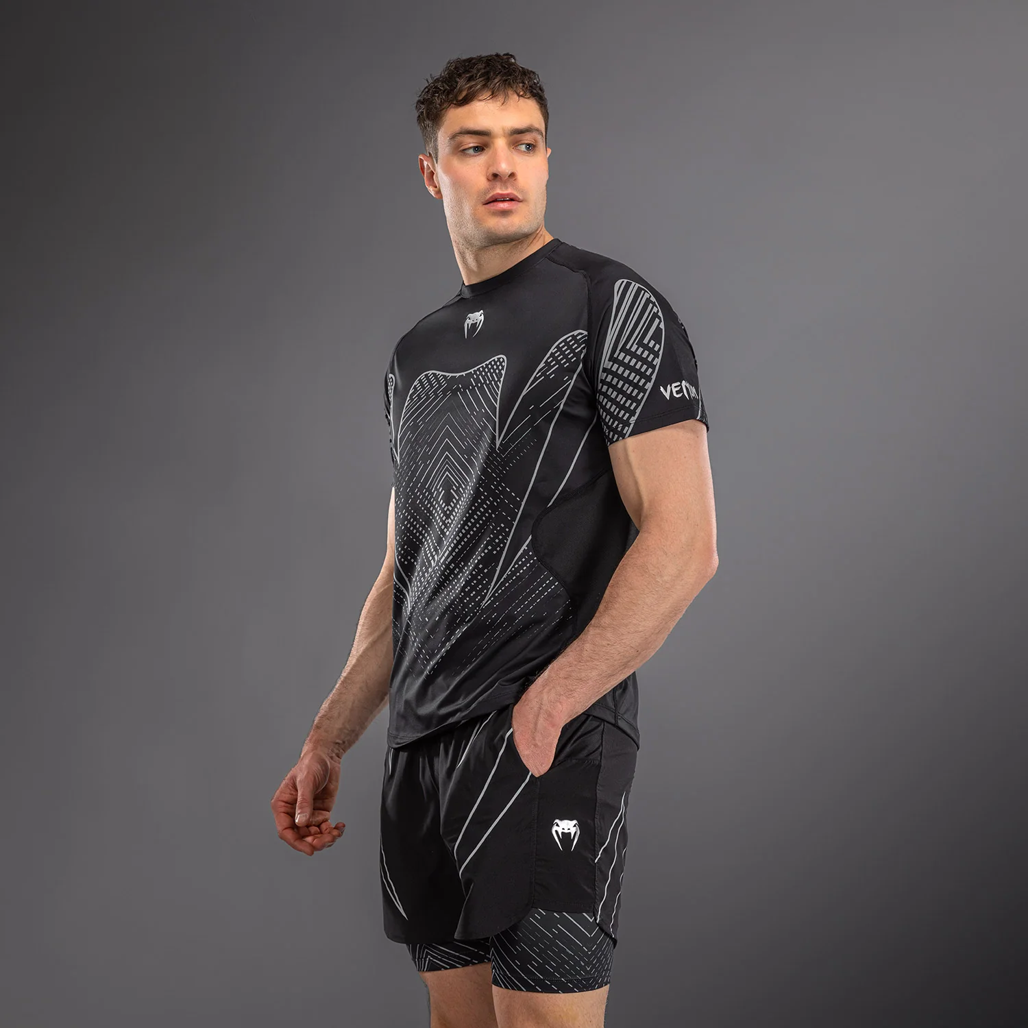 Venum Midnight Fury Dry-Tech-T-Shirt – Schwarz/Grau/Silber - Image 2