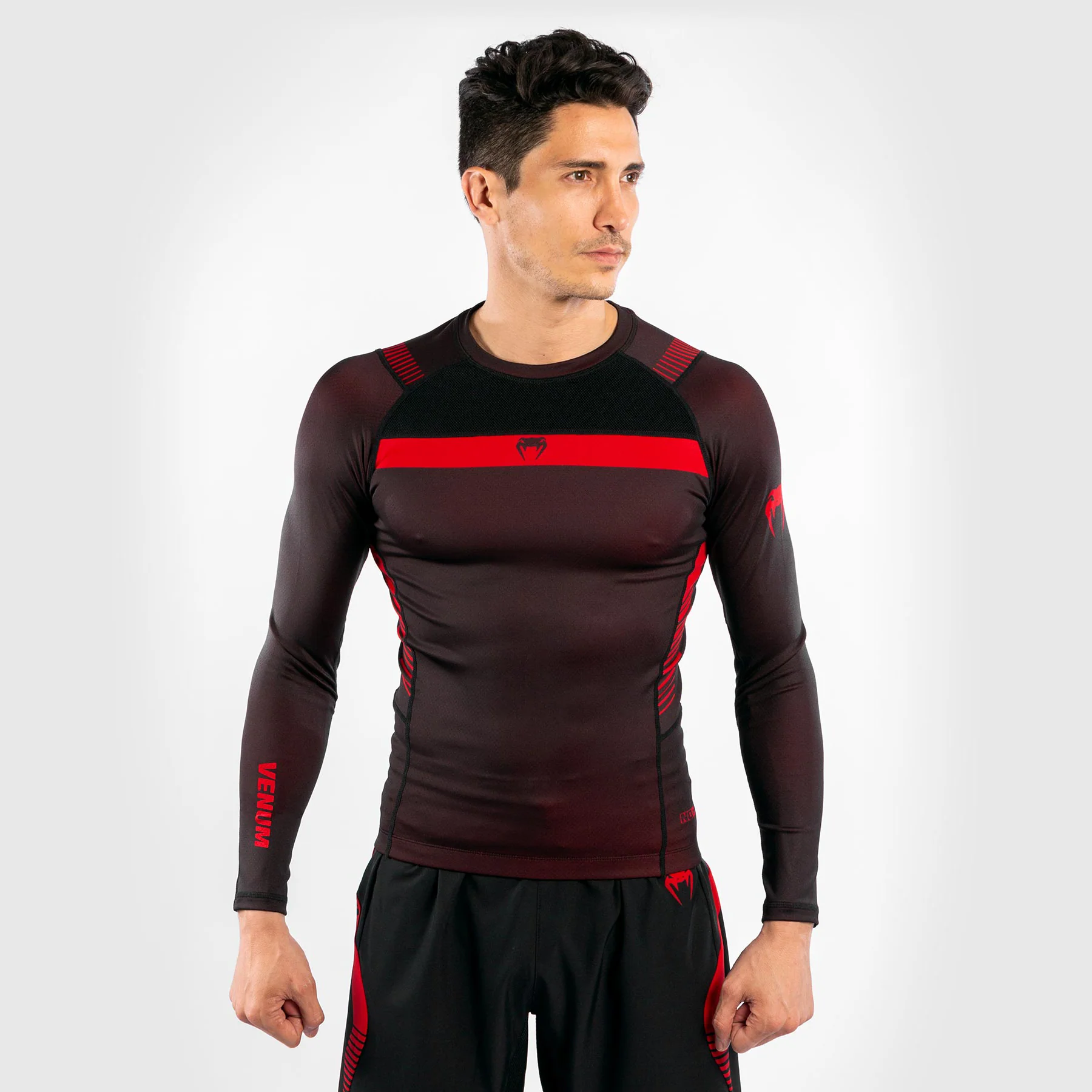 Venum No Gi 3.0 Kompressions-T-Shirt – Langarm - Schwarz/Rot