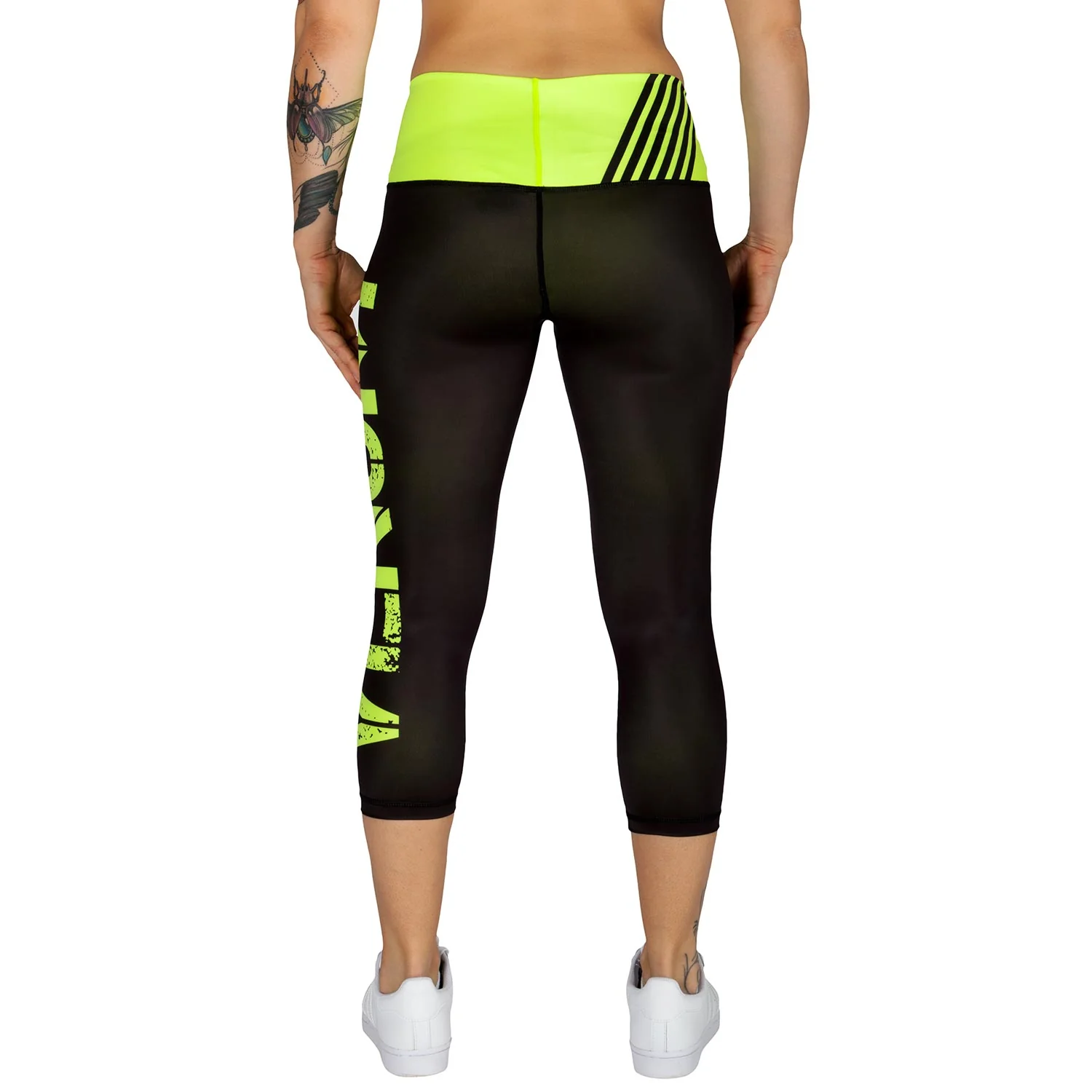 Venum Power Kurze Leggings - Schwarz/Neongelb - Image 4