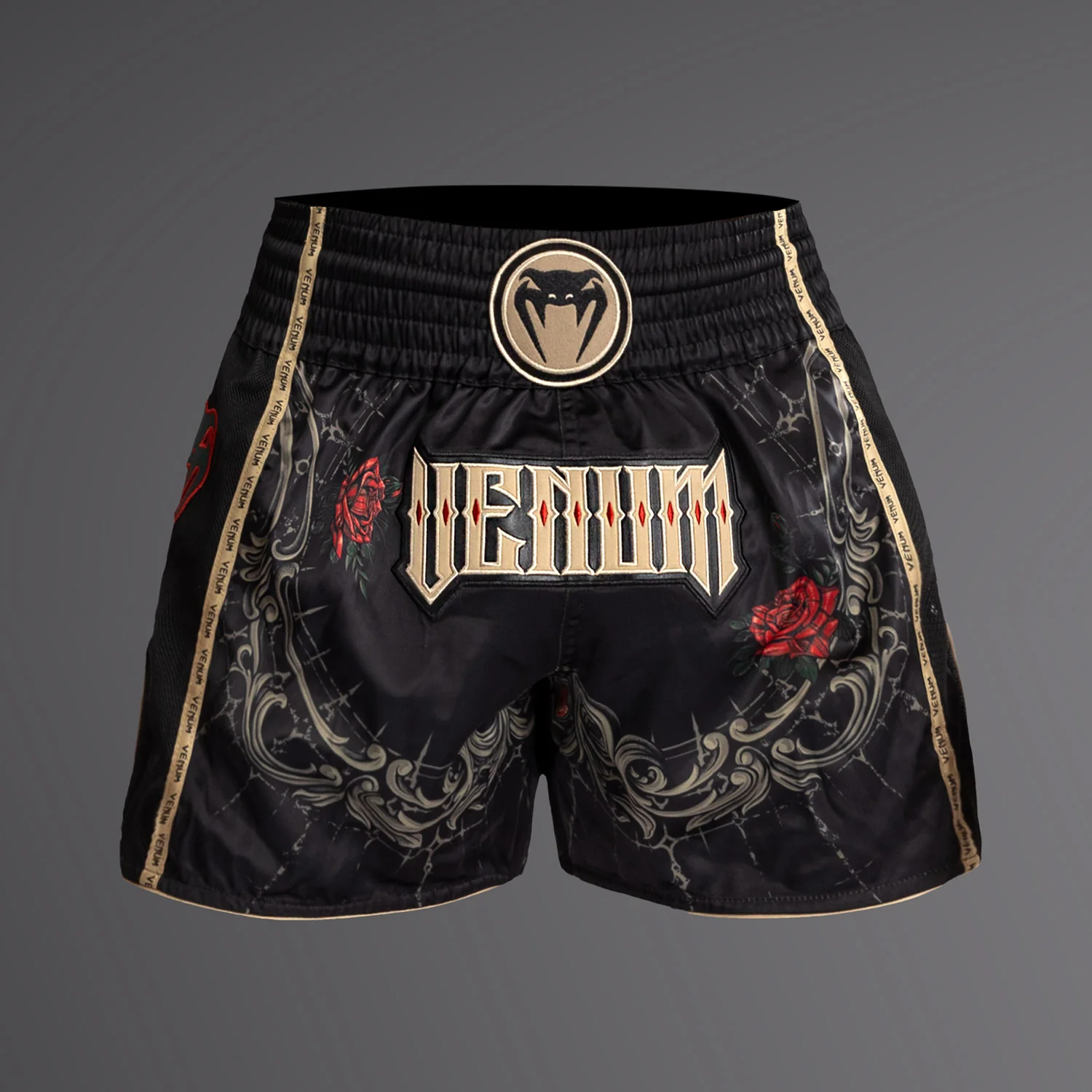 Venum Santa Muerte 5.0 Muay Thai Shorts - Tiefes Schwarz/Gold