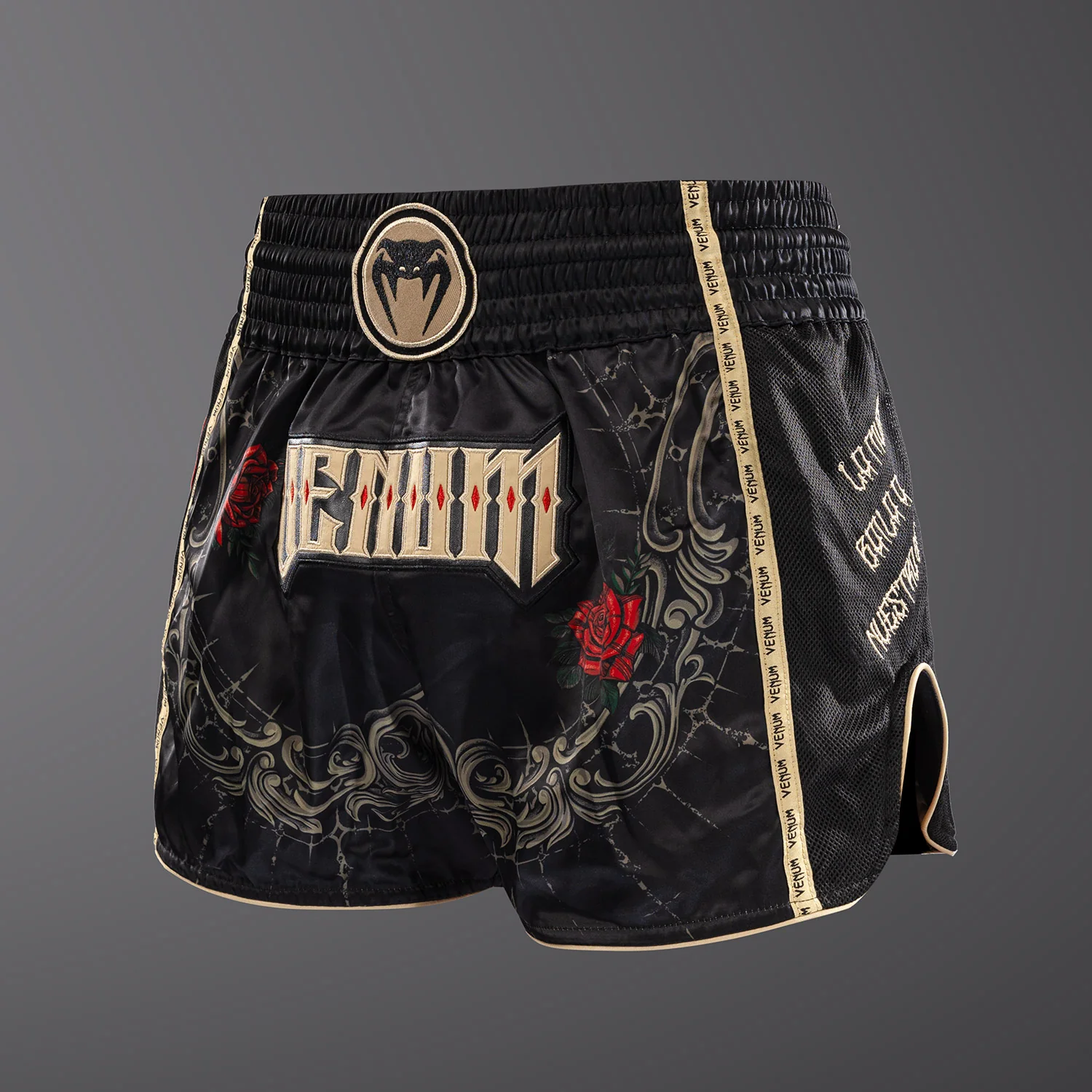 Venum Santa Muerte 5.0 Muay Thai Shorts - Tiefes Schwarz/Gold - Image 4