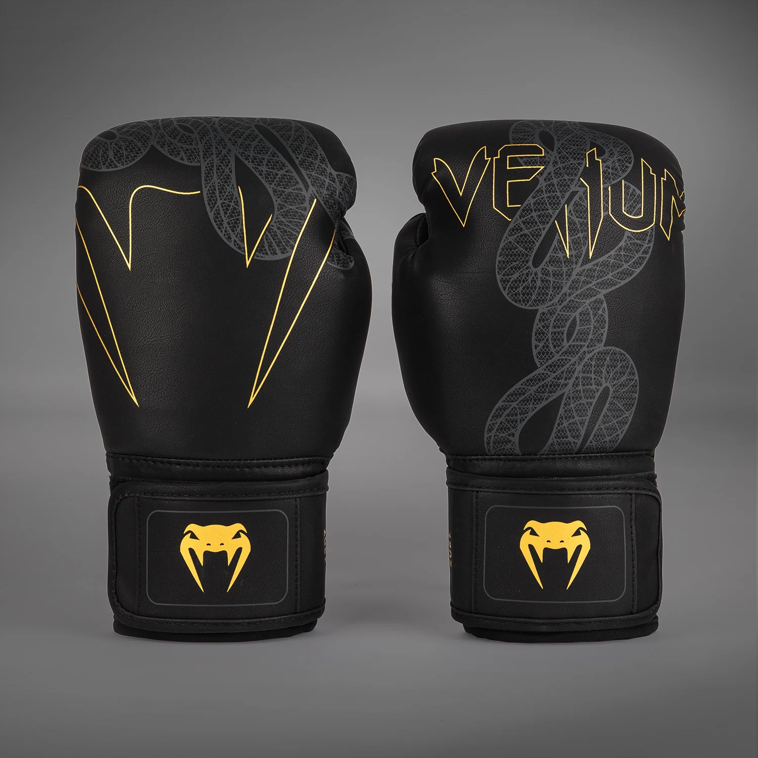 Venum Serpenti Boxhandschuhe – Schwarz/Silber/Gold - Image 2