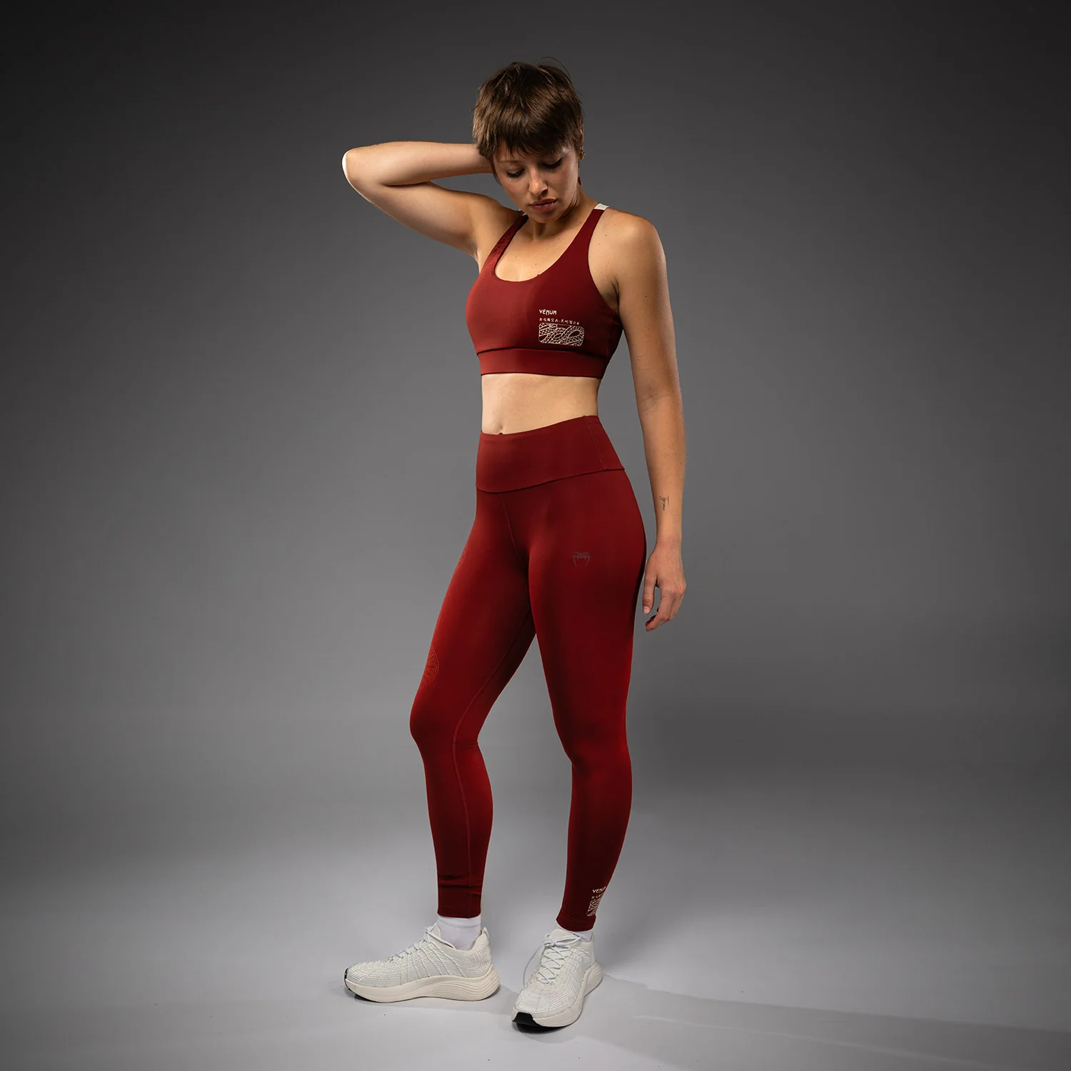 Venum Serpenti Damen Leggings – Burgunder/Elfenbein - Image 3