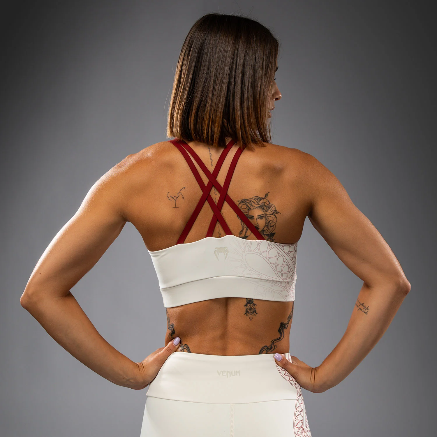 Venum Serpenti Damen Sport-BH – Elfenbein/Burgunder - Image 3