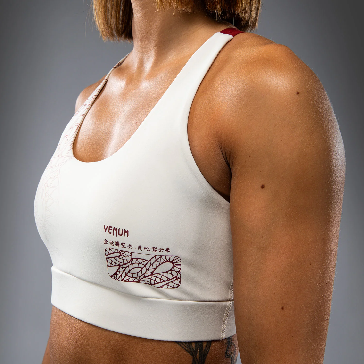 Venum Serpenti Damen Sport-BH – Elfenbein/Burgunder - Image 5