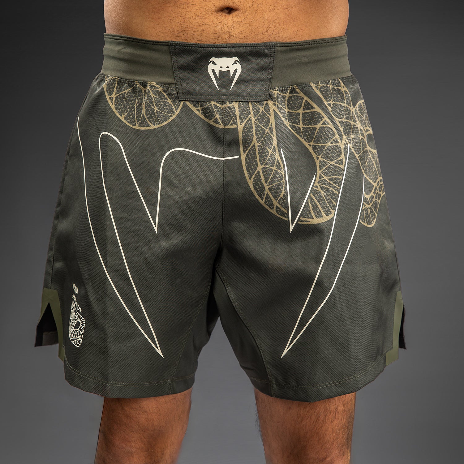 Venum Serpenti Fight Shorts – Khaki/Bronze/Ivory - Image 8
