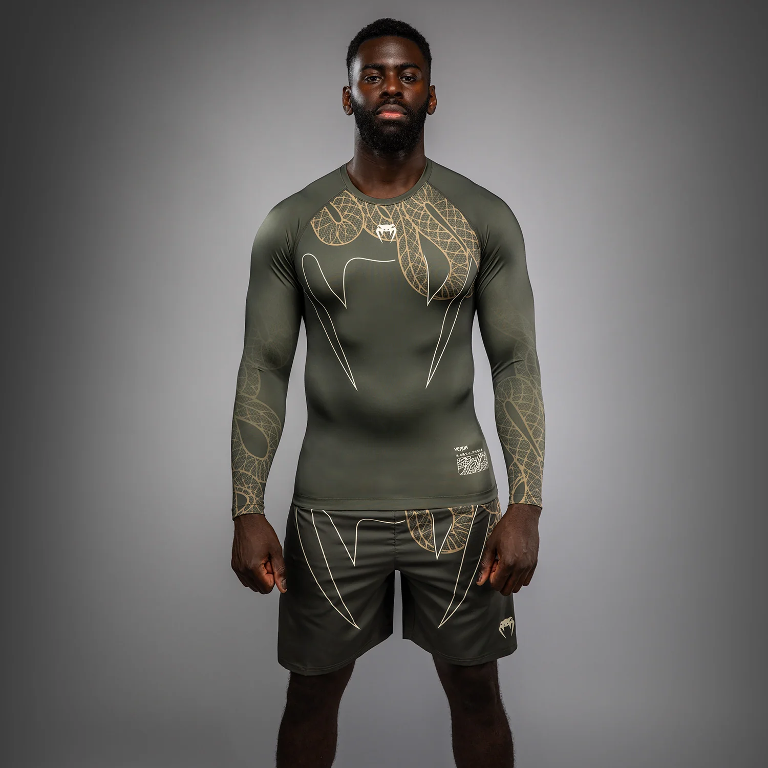 Venum Serpenti Langarm Rashguard – Khaki/Bronze/Ivory