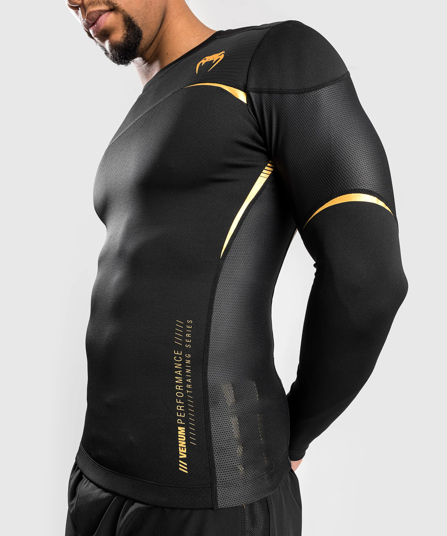 Venum Tempest 2.0 Kompressionsshirt (Langarm) : Schwarz / Gold - Image 5