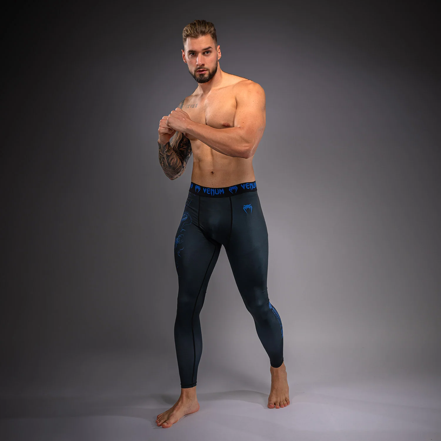 Venum Thunder Dragon Spats – Schwarz/Königsblau - Image 2
