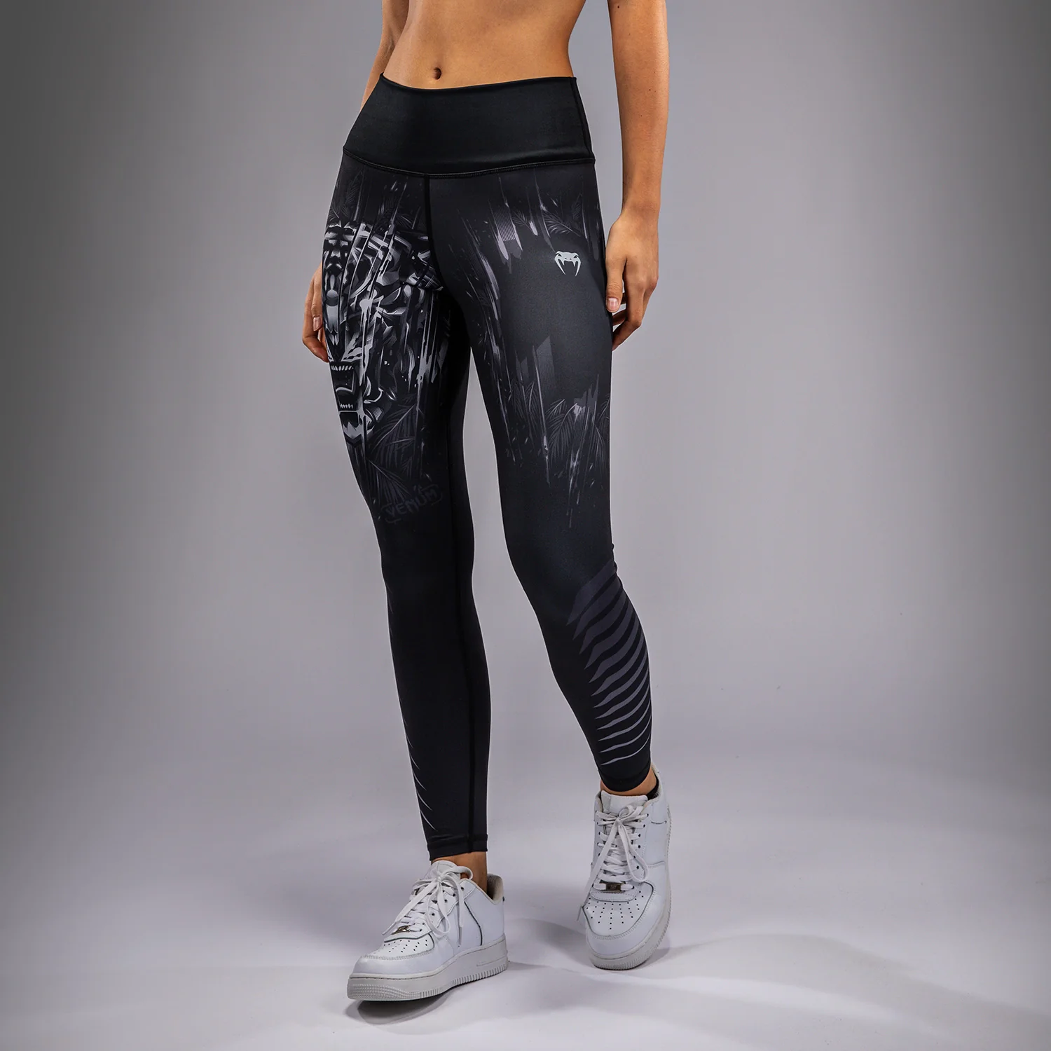 Venum Tiger Damen Leggings - Schwarz/Silber - Image 2