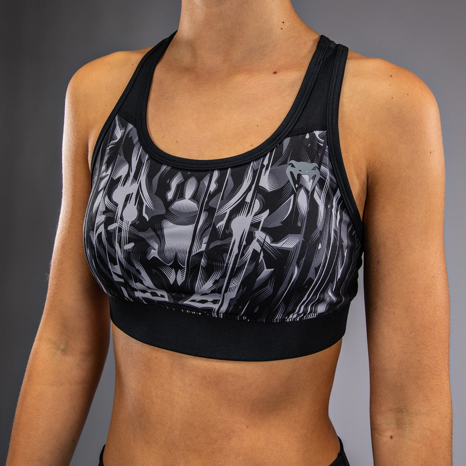 Venum Tiger Damen Sport-Bh - Schwarz/Silber - Image 3