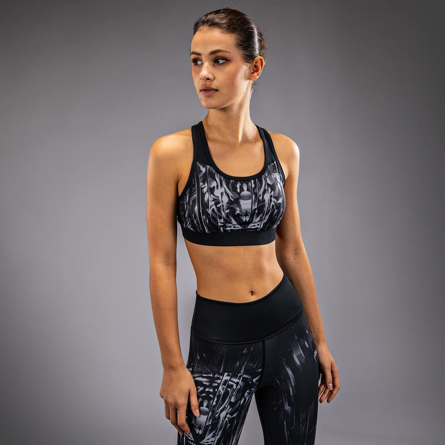 Venum Tiger Damen Sport-Bh - Schwarz/Silber - Image 5