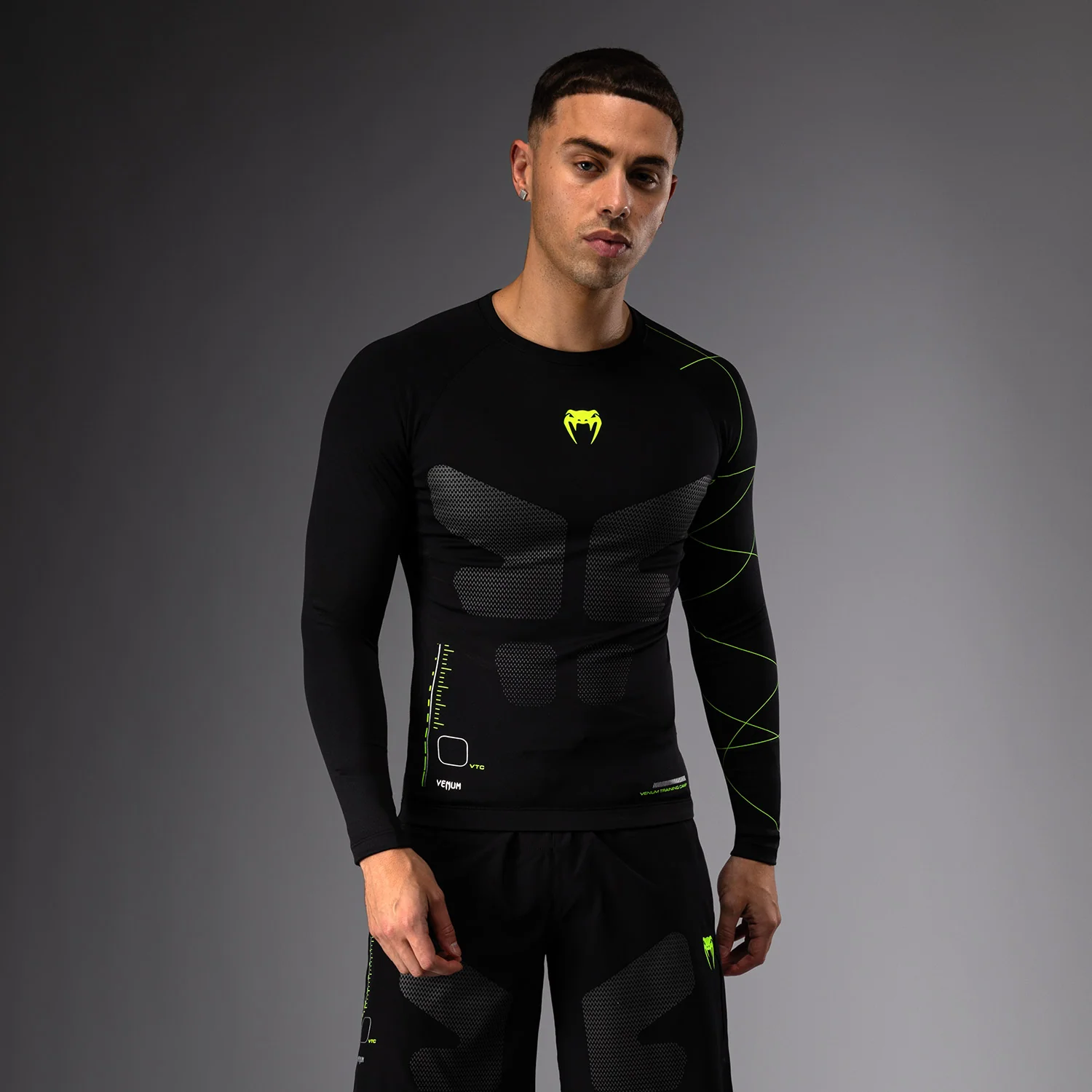 Venum Training Camp 4.0 Langarm Rashguard - Schwarz/Neongrün