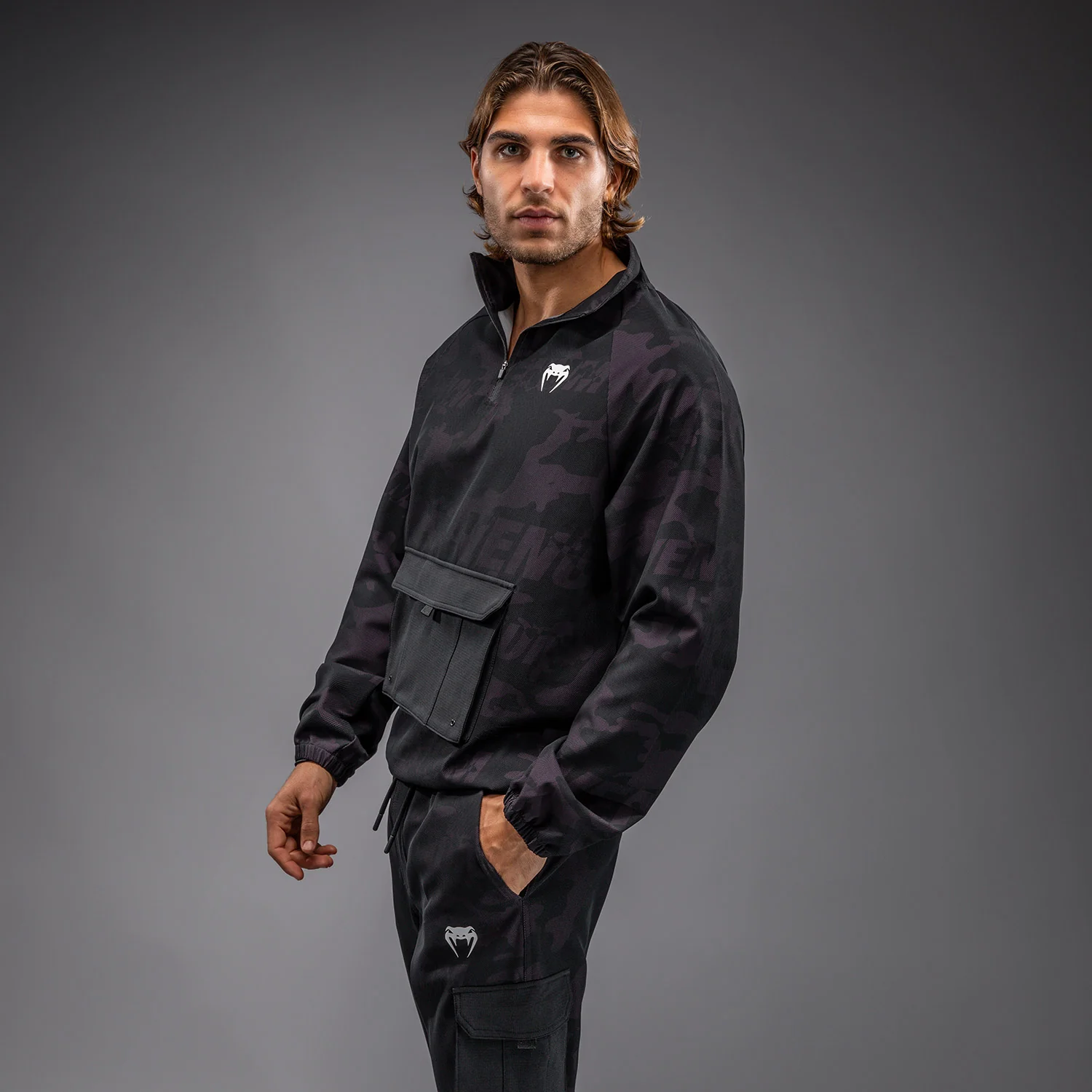 Venum Trooper Herren Trainingsanzug Jacke - Schwarz/Lila - Image 2